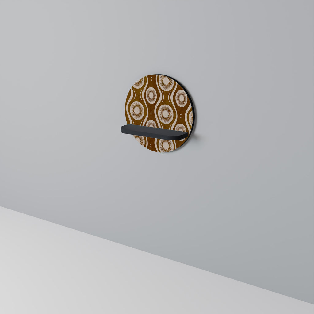 BROWN EYES Round Art Shelf In Black Finish