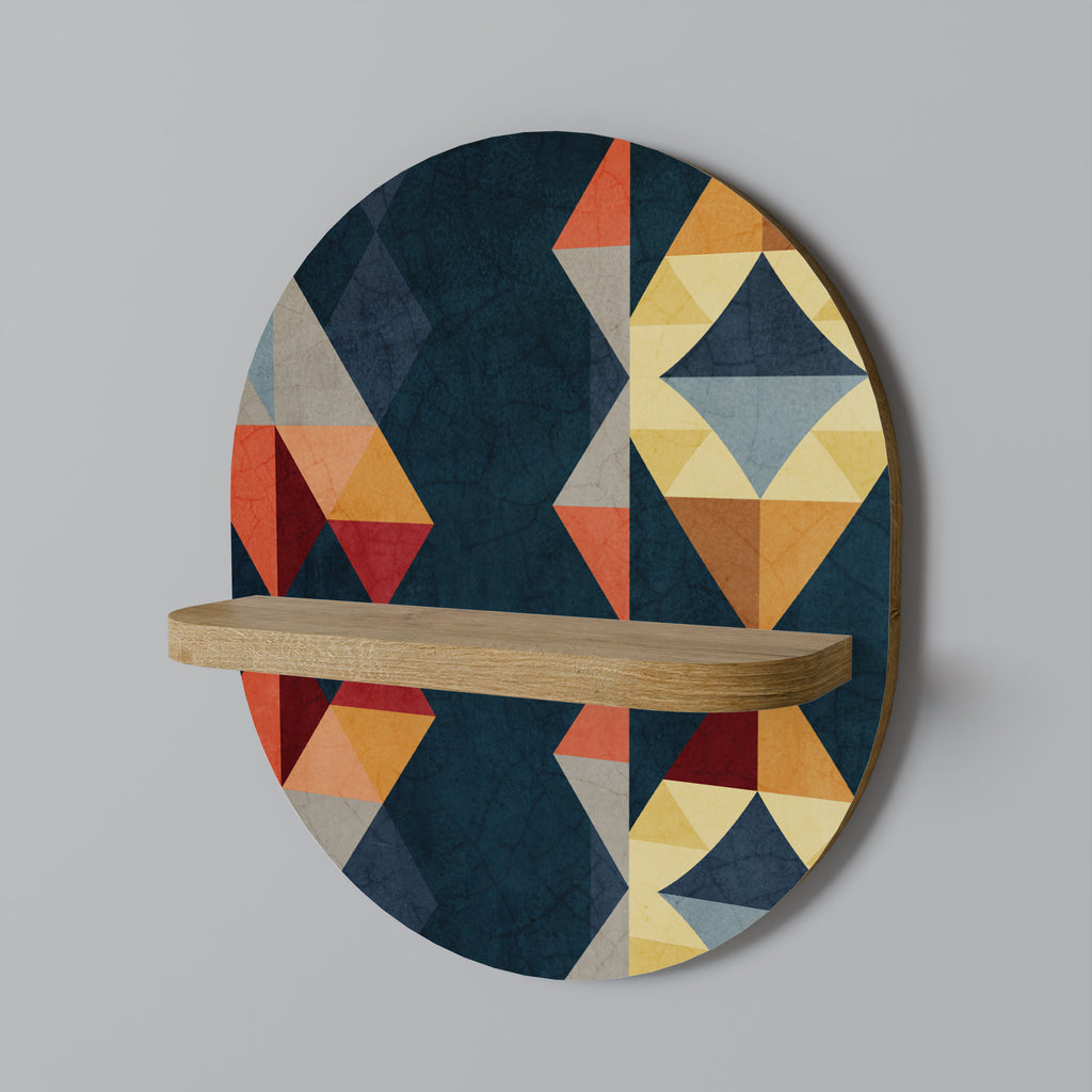 CRACKED ILLUSION Oval Art Shelf In Oak Effect