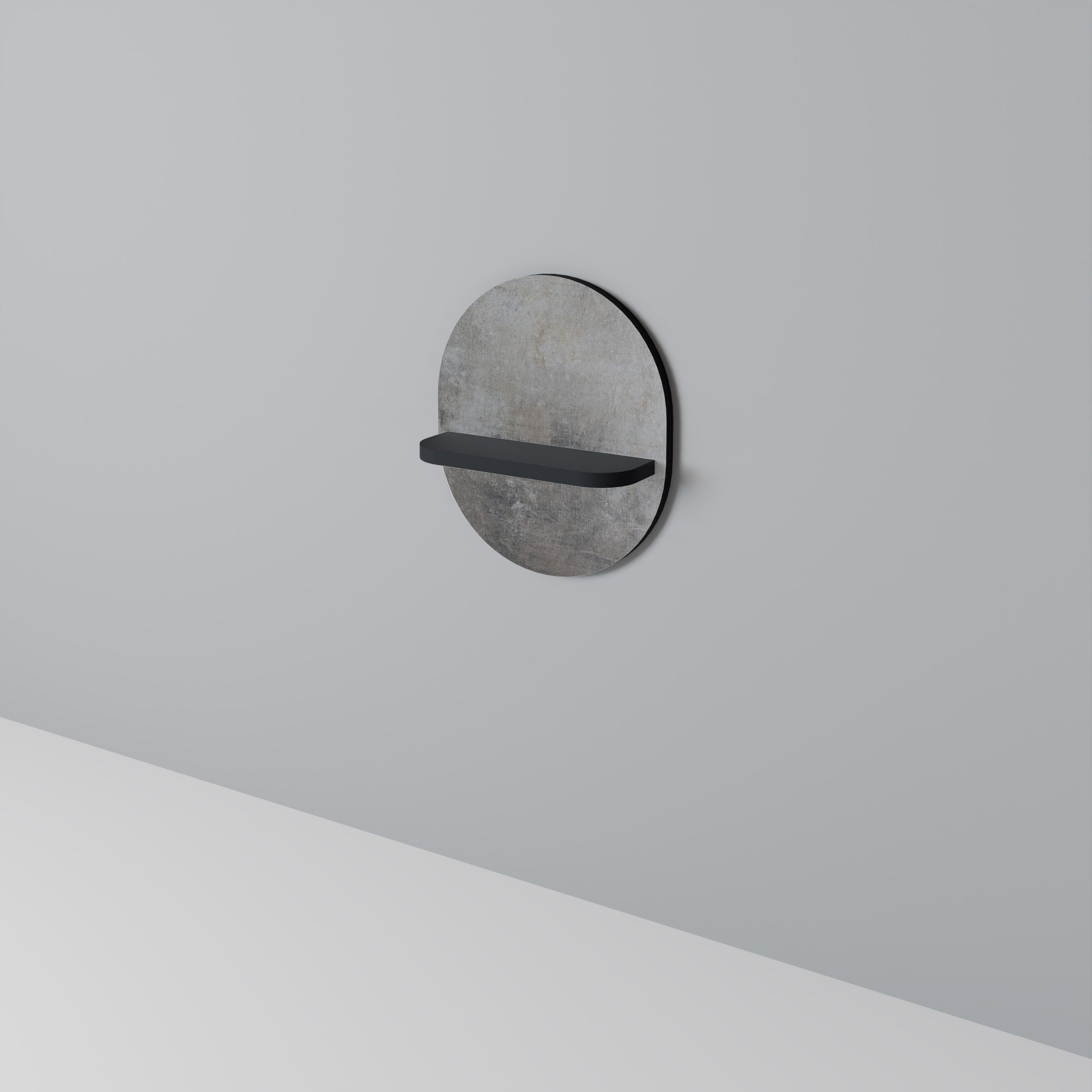 Estantería de arte ovalada CONCRETE WALL con acabado negro