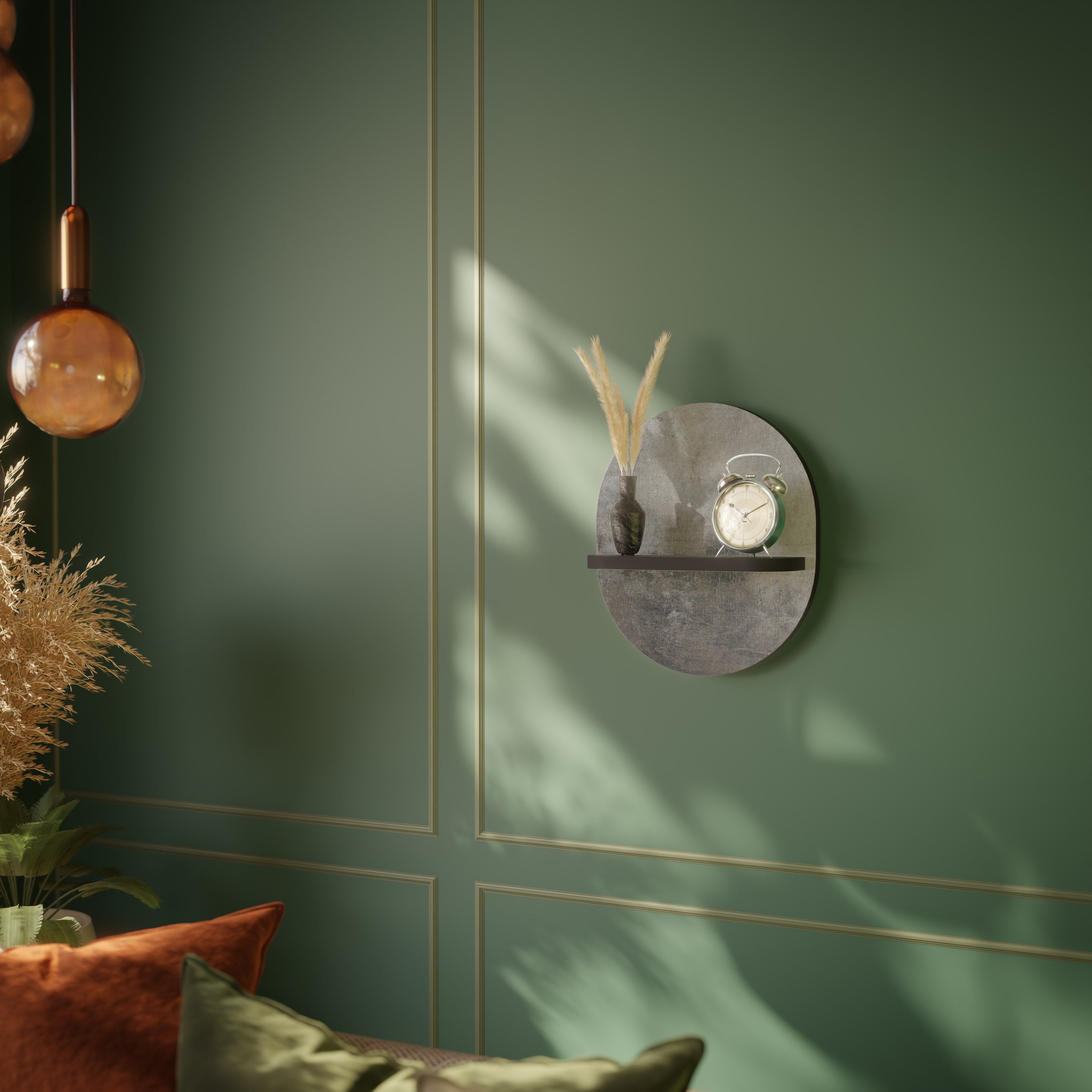 Estantería de arte ovalada CONCRETE WALL con acabado negro