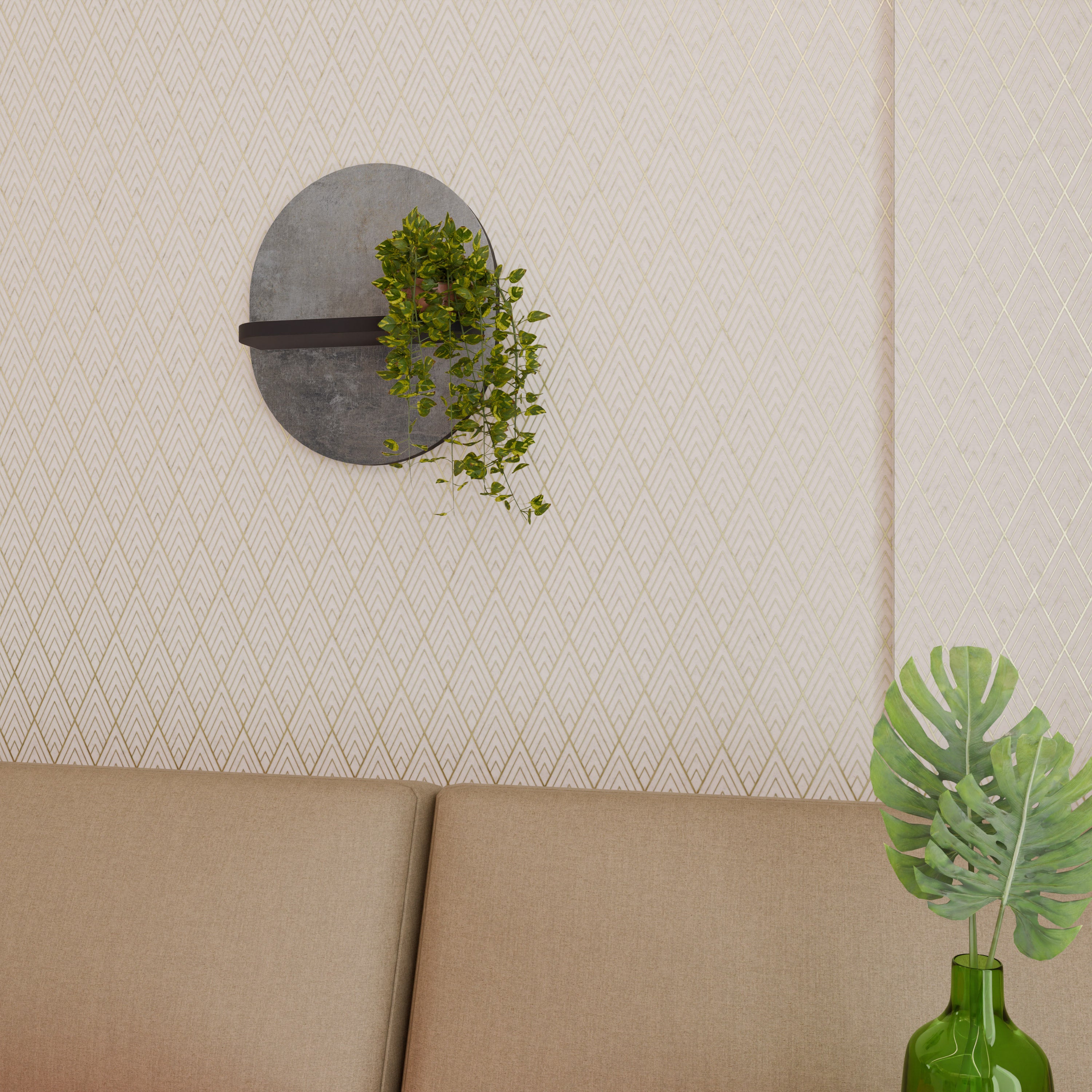 Estantería de arte ovalada CONCRETE WALL con acabado negro