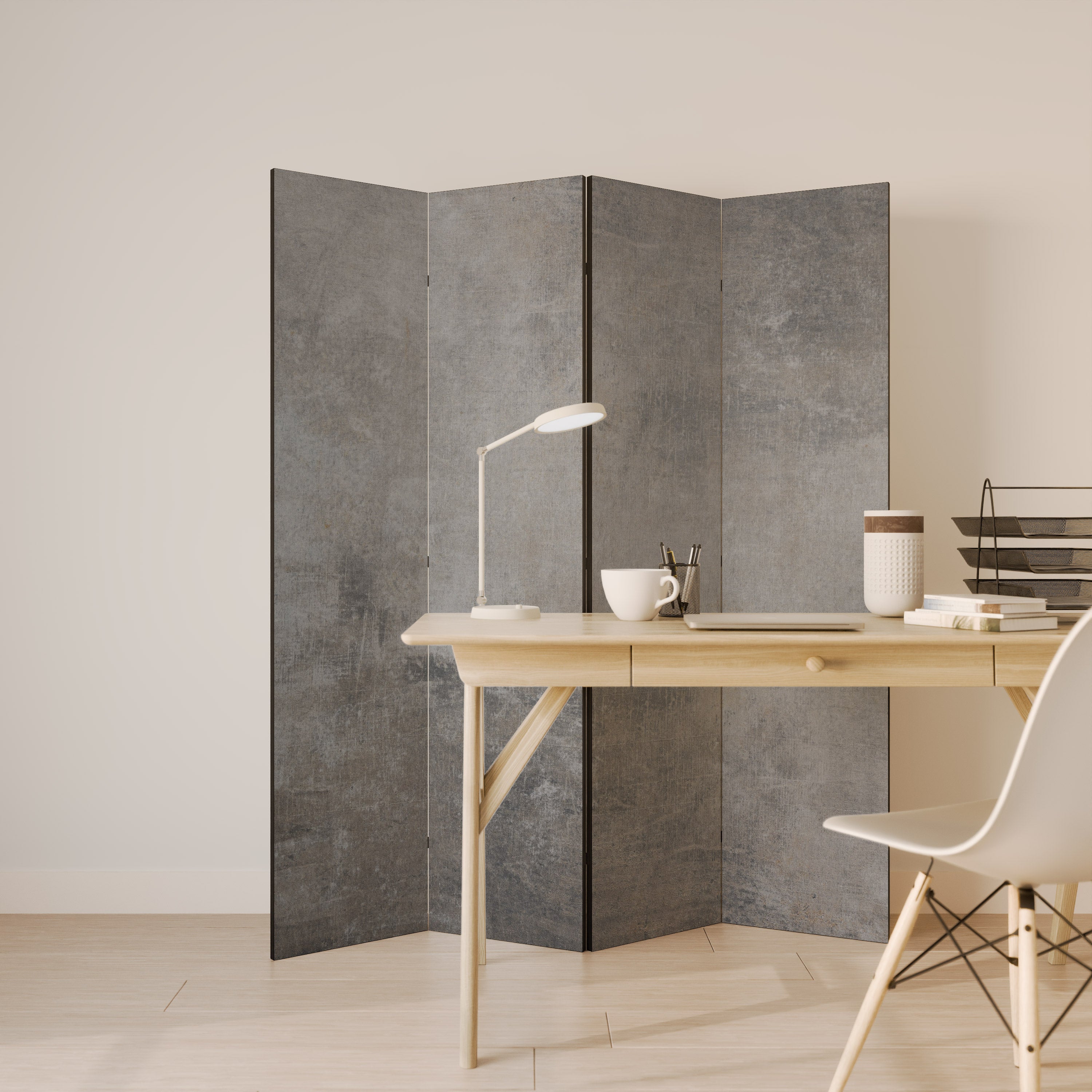 Biombo decorativo de 4 paneles CONCRETE WALL
