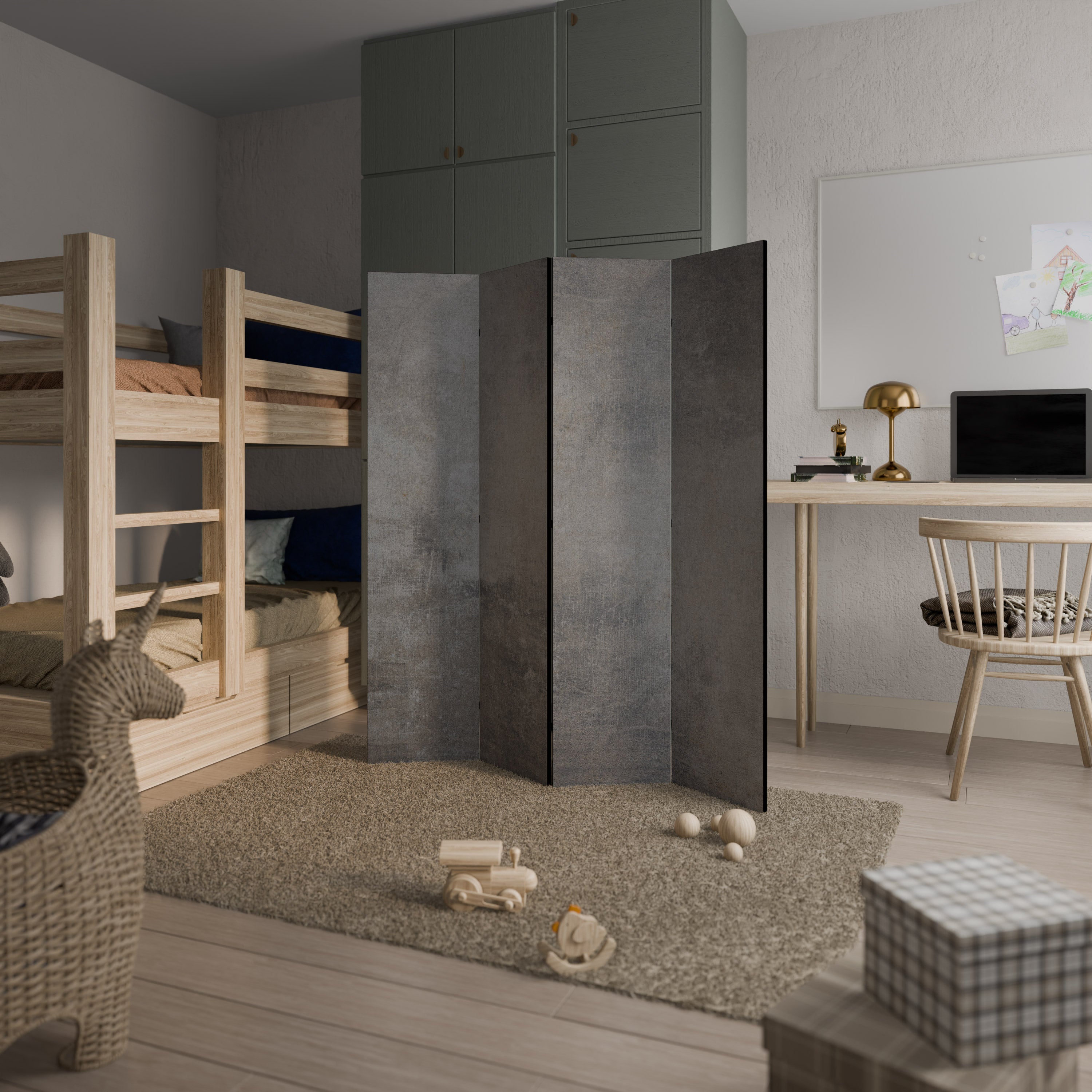 Biombo decorativo de 4 paneles CONCRETE WALL