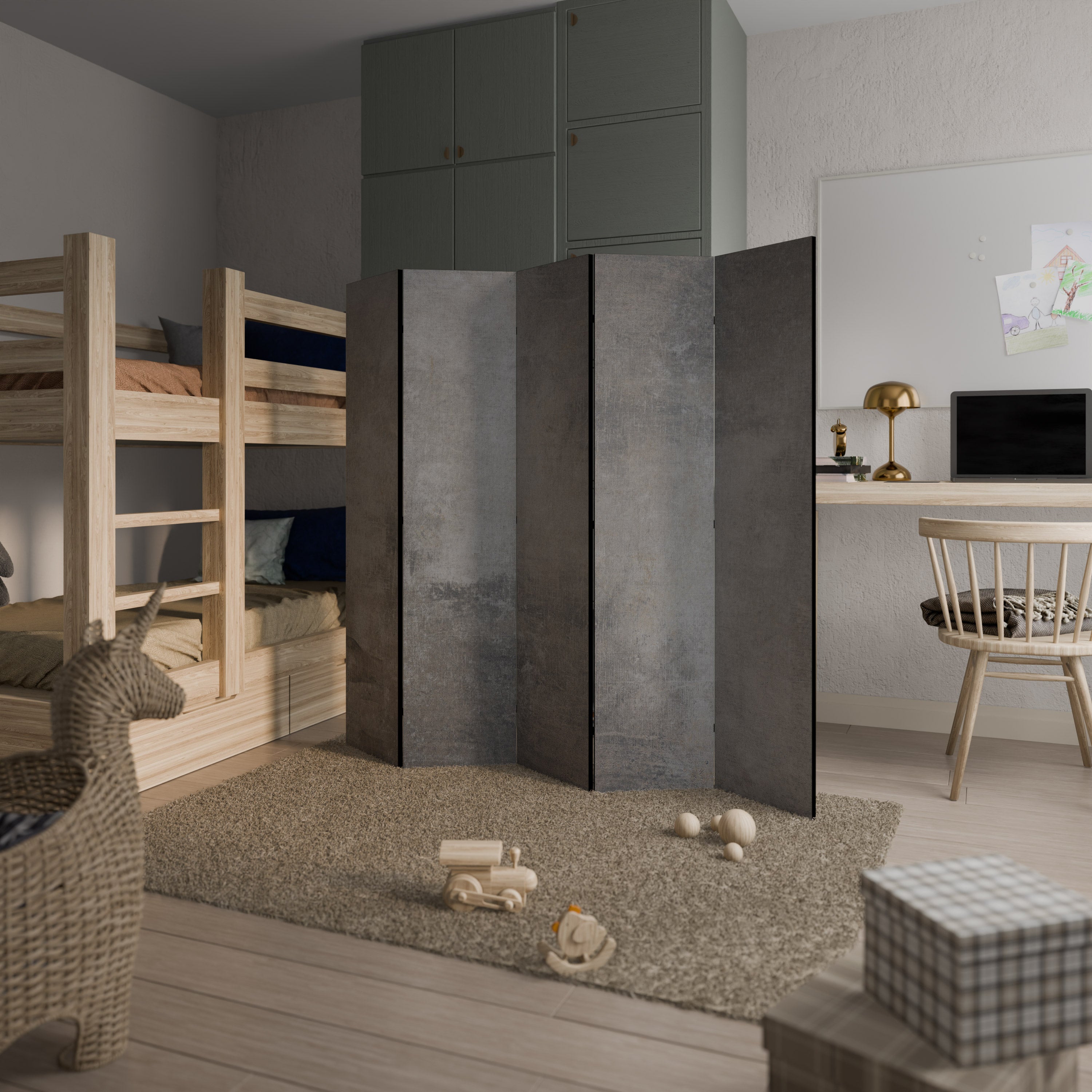 Biombo decorativo de 5 paneles CONCRETE WALL