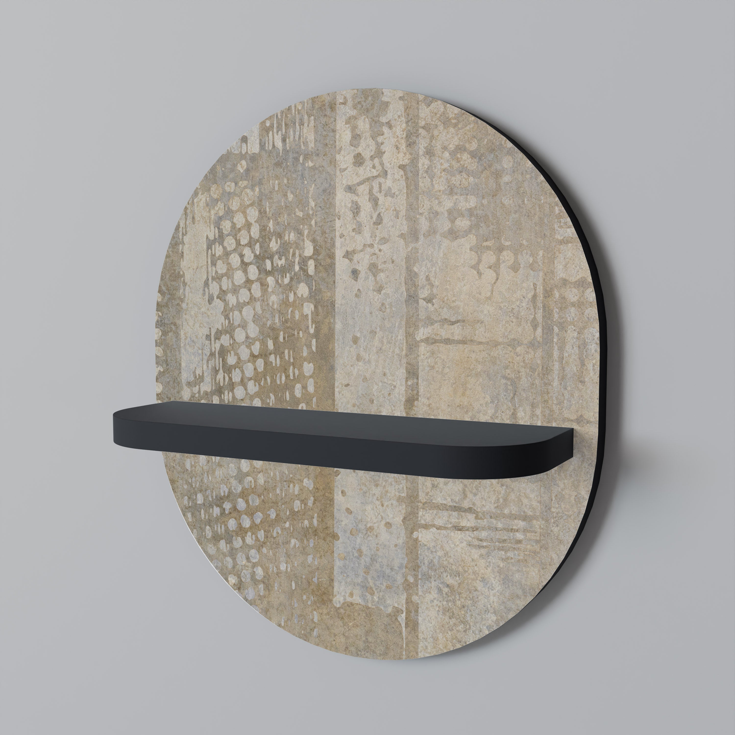 ERROR DE PANTALLA Estantería de arte ovalada con acabado negro