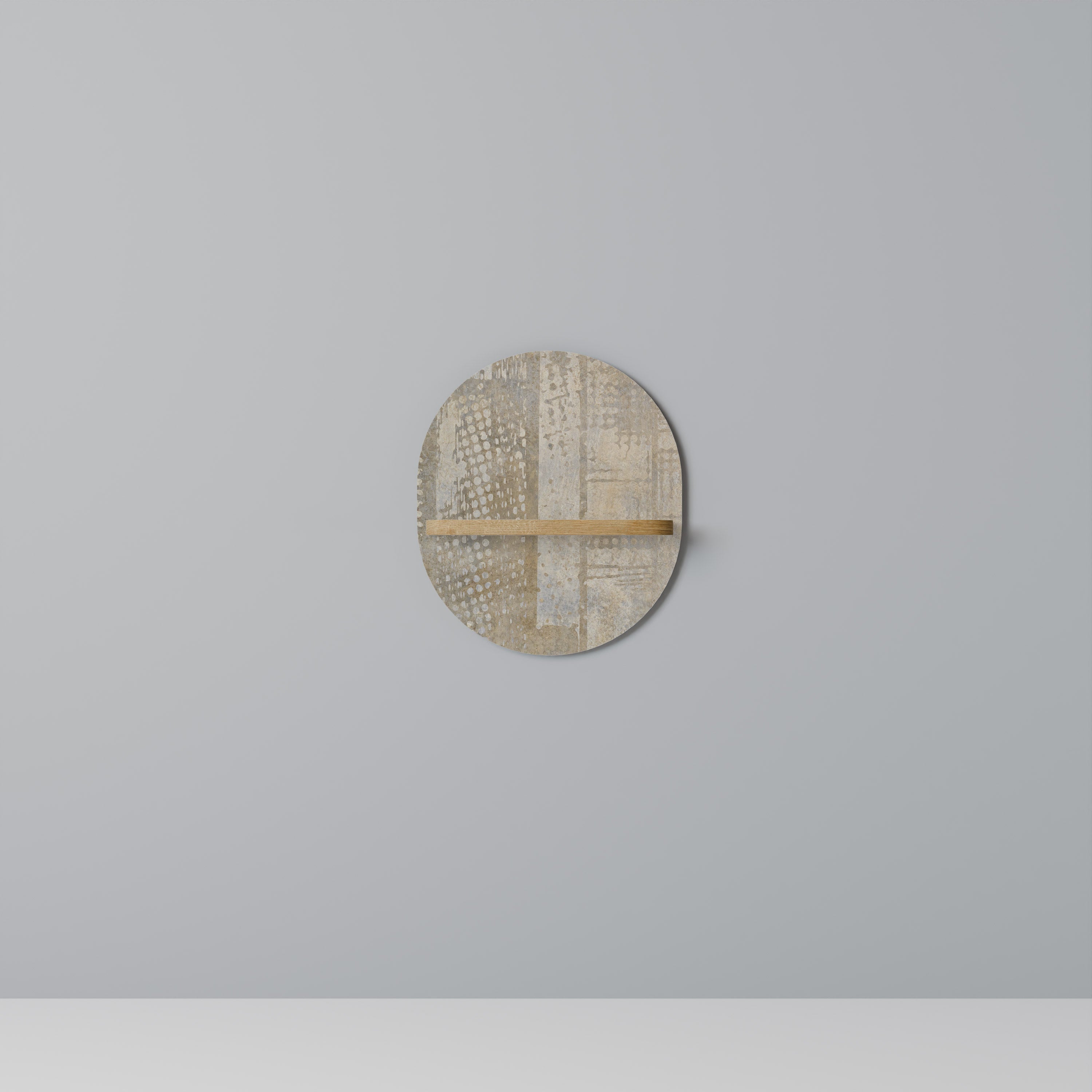 SCREEN ERROR Oval Art Shelf In Oak Effect