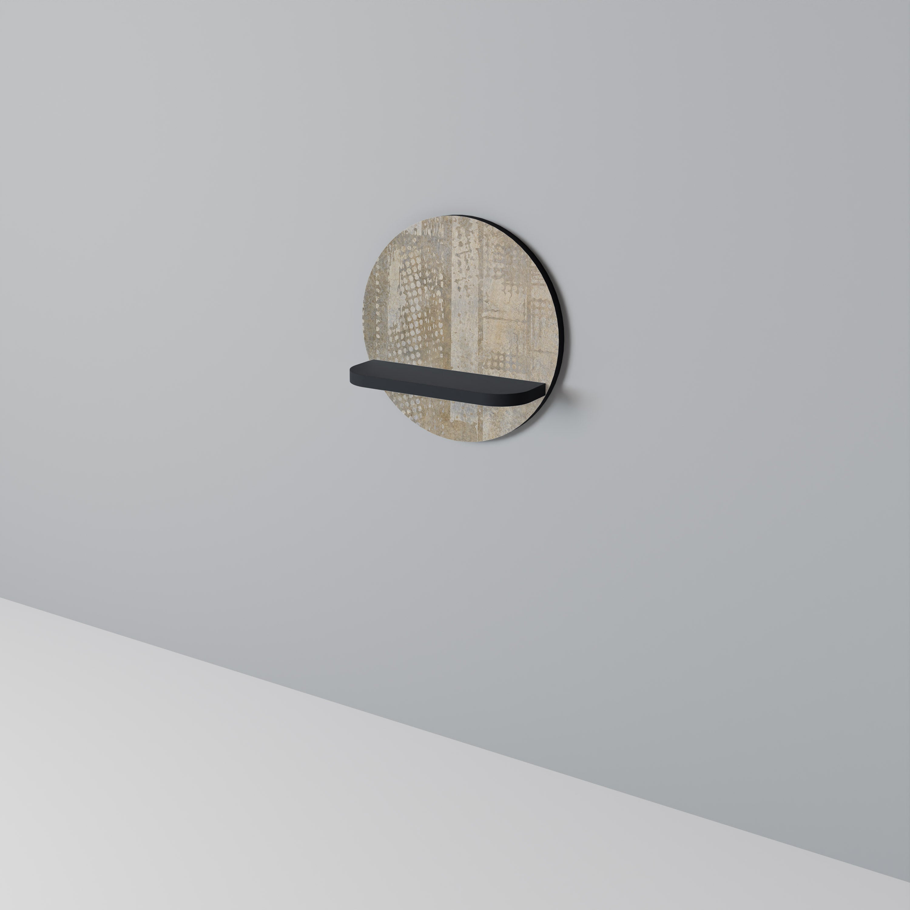 SCREEN ERROR Round Art Shelf In Black Finish
