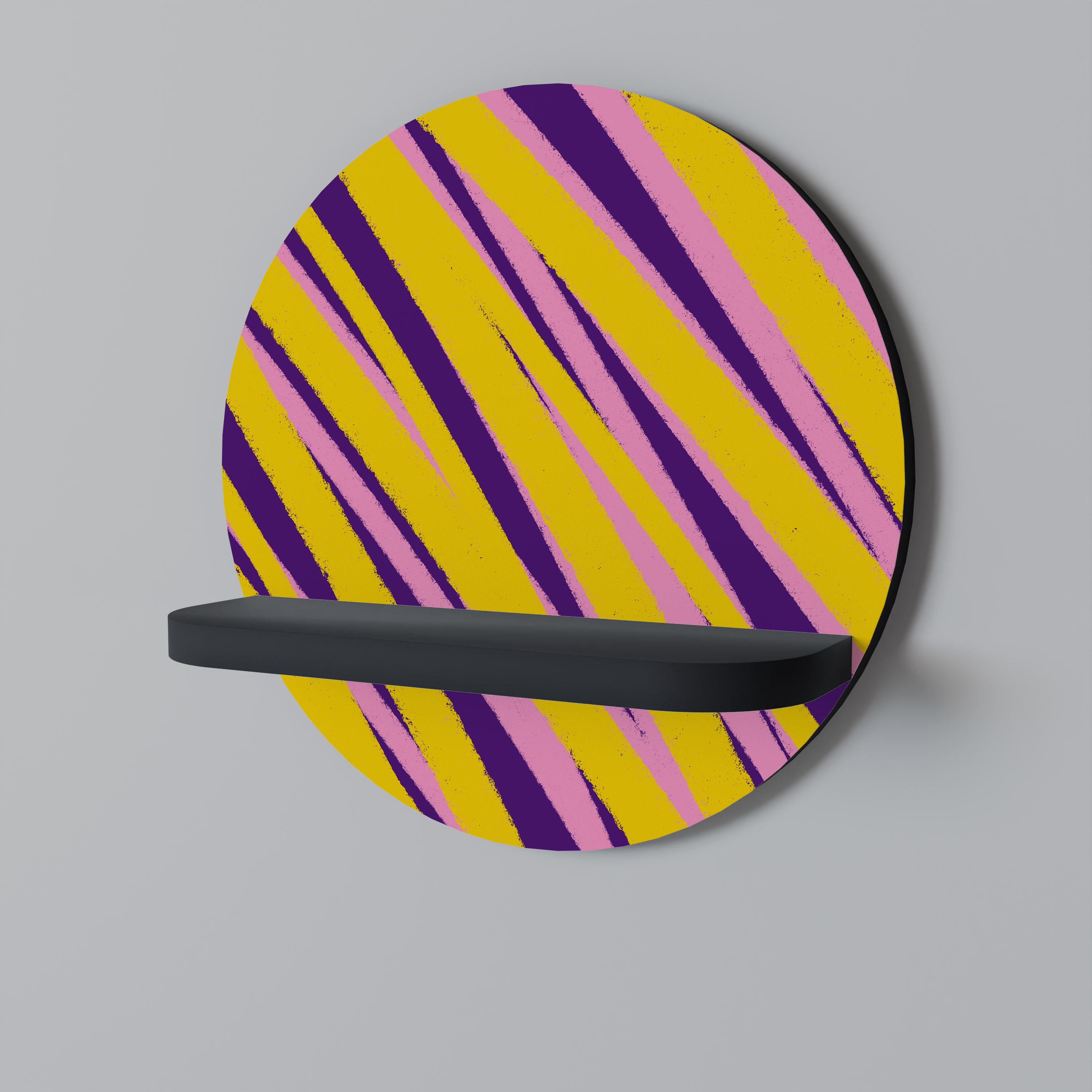DREAMS COME TRUE Round Art Shelf In Black Finish