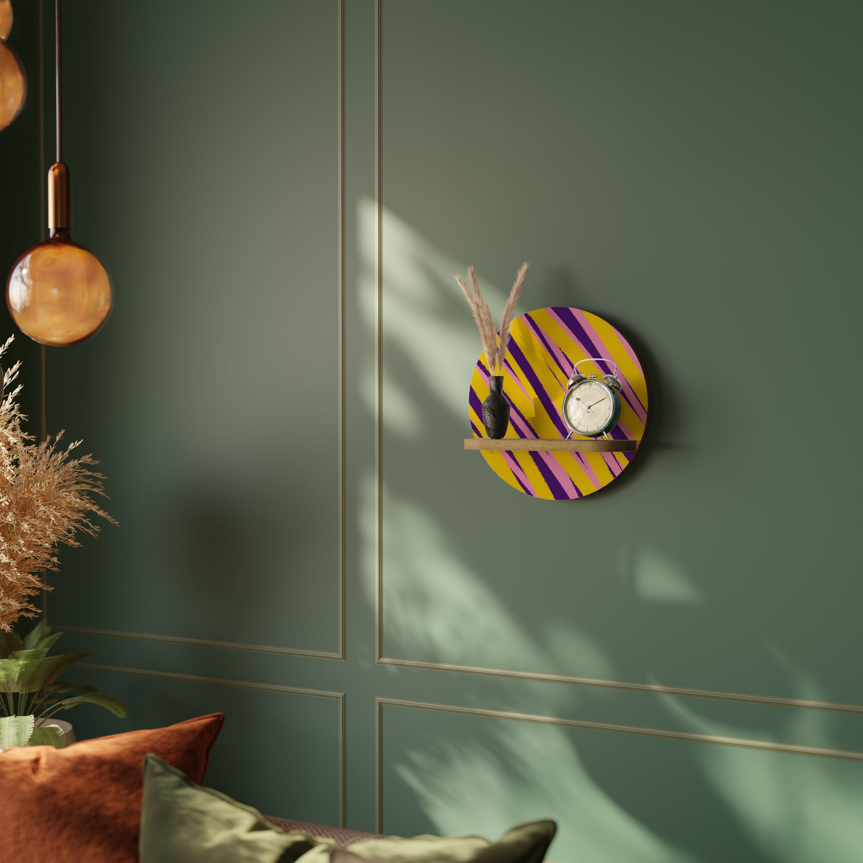 DREAMS COME TRUE Round Art Shelf In Oak Effect