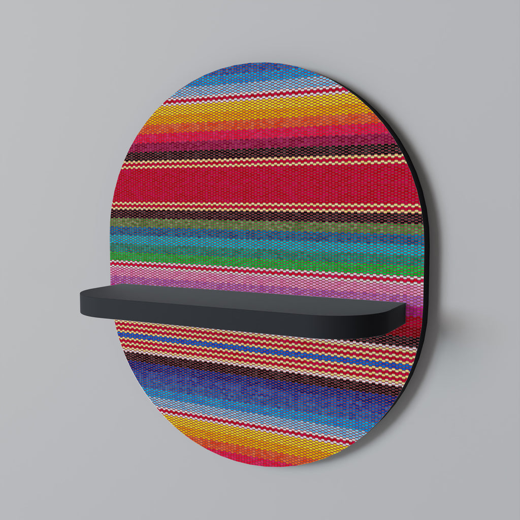 Estantería de arte ovalada estilo étnico mexicano con acabado negro