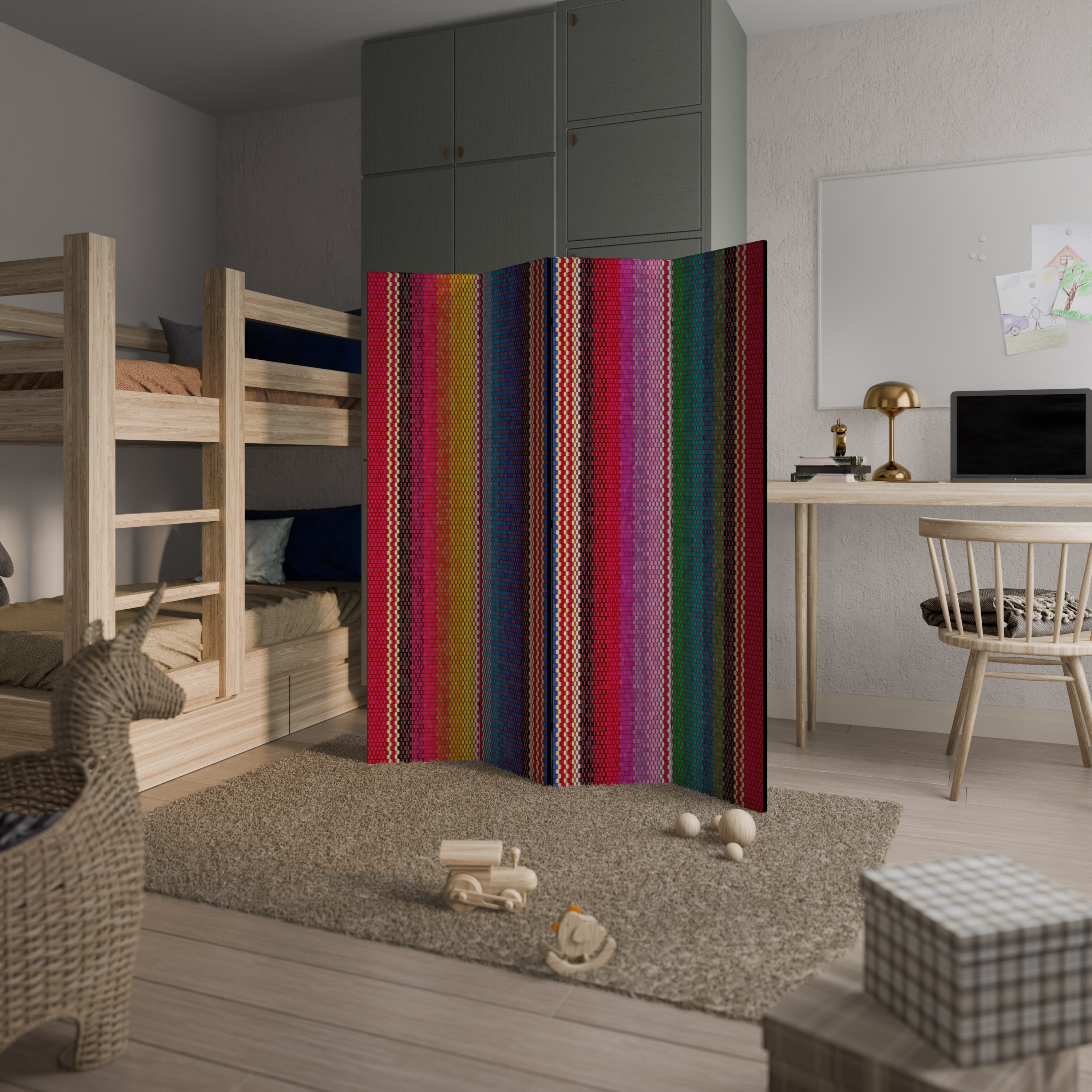 ETHNIC MEXICAN Biombo de 4 paneles