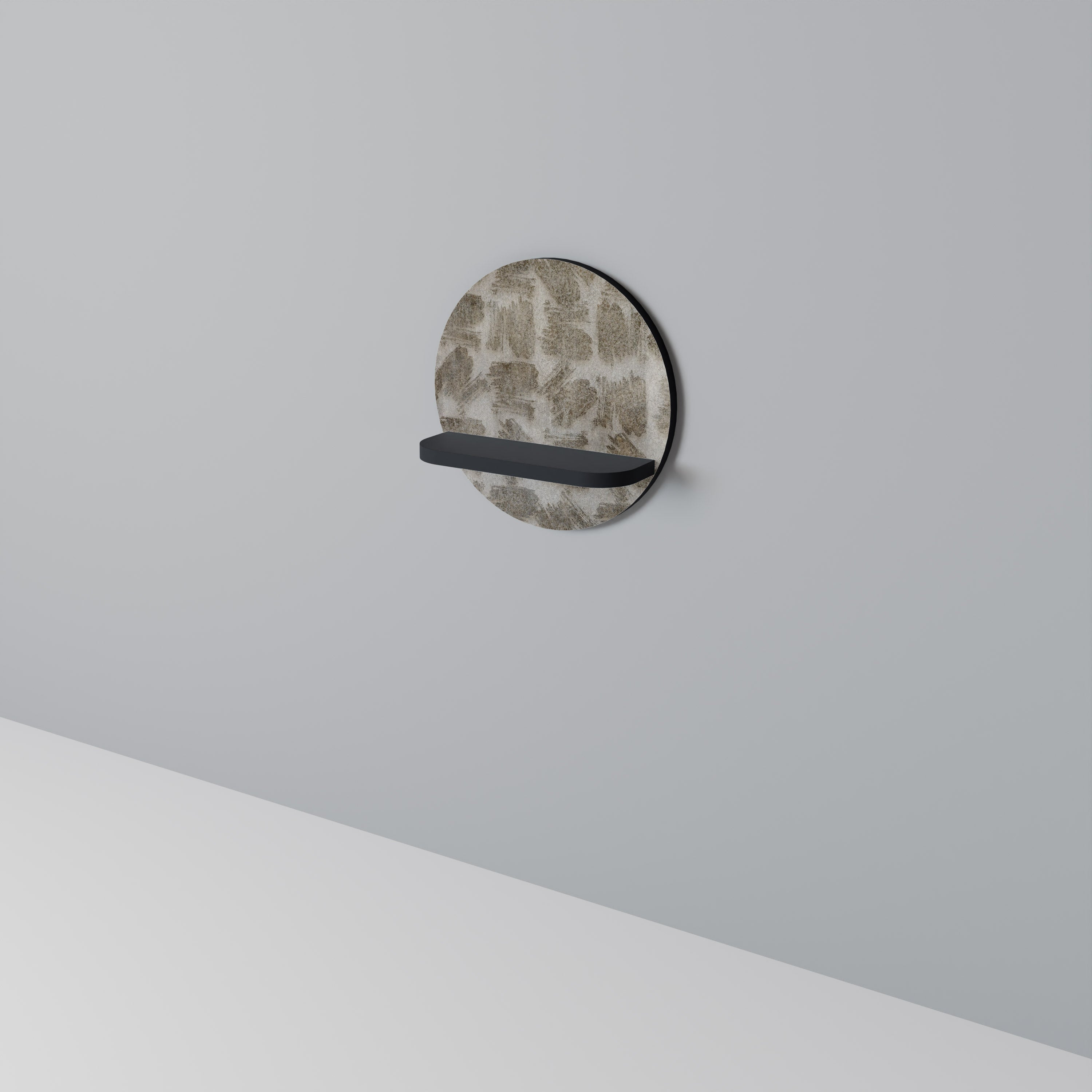 SLIGHTLY BLURRED Round Art Shelf In Black Finish