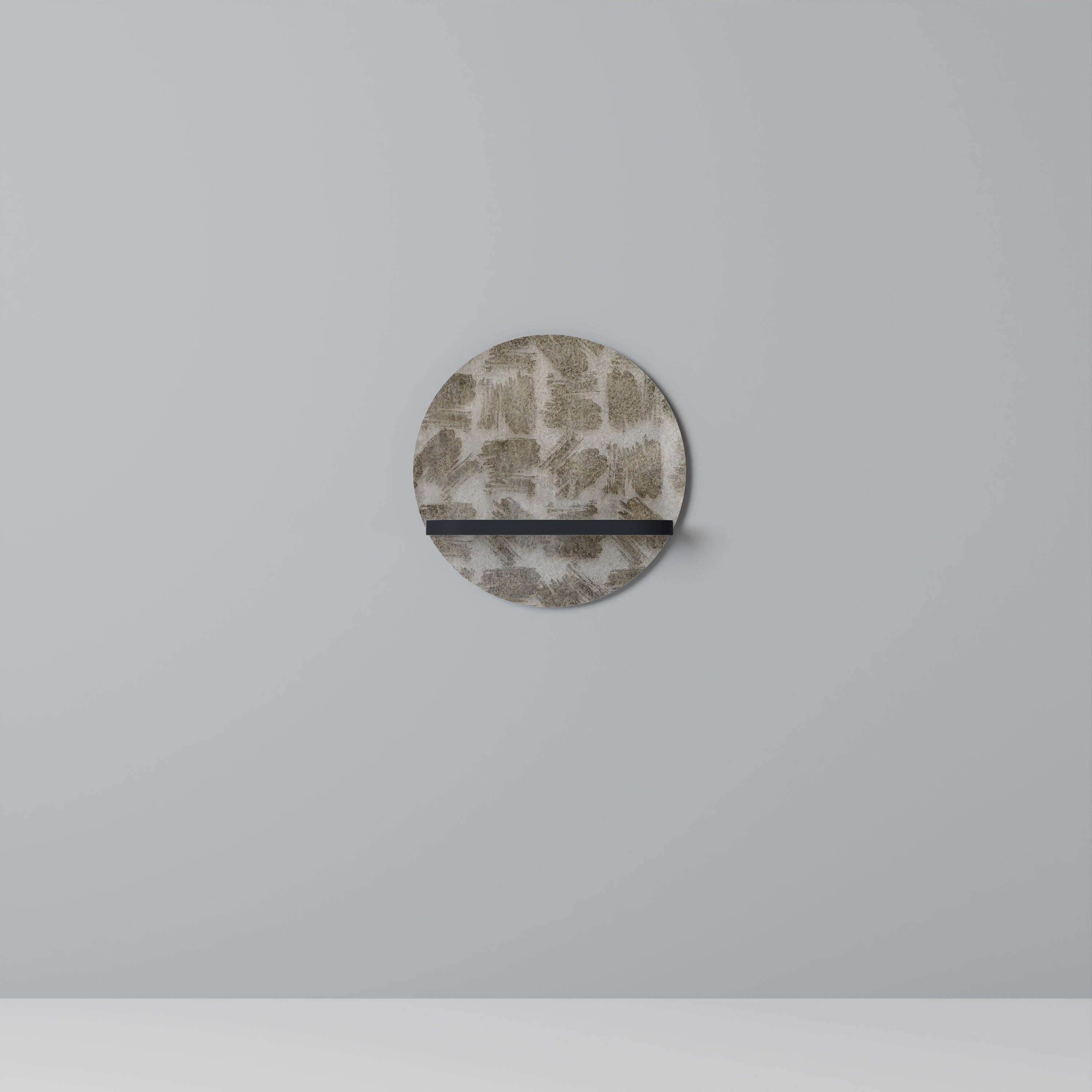 SLIGHTLY BLURRED Round Art Shelf In Black Finish