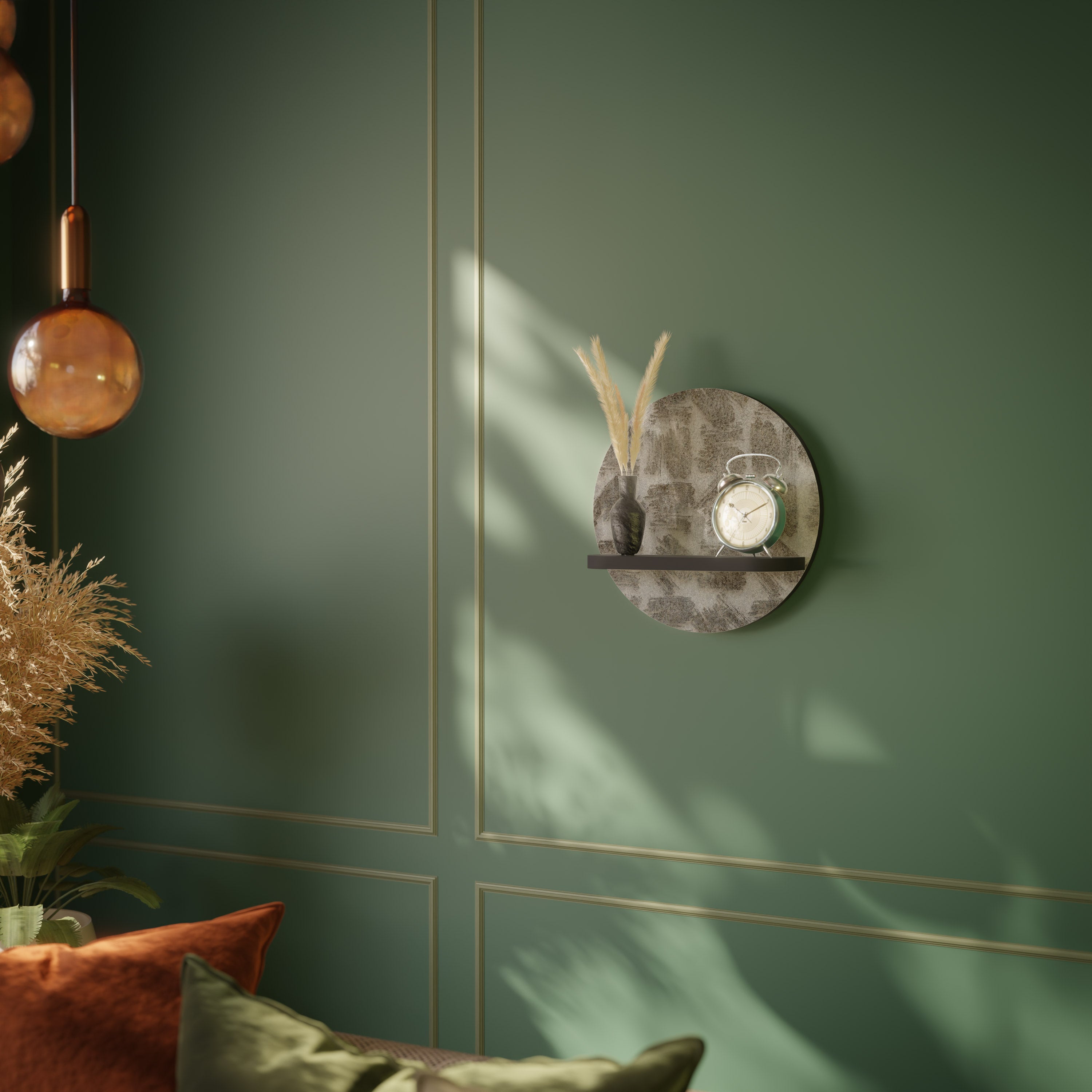 SLIGHTLY BLURRED Round Art Shelf In Black Finish