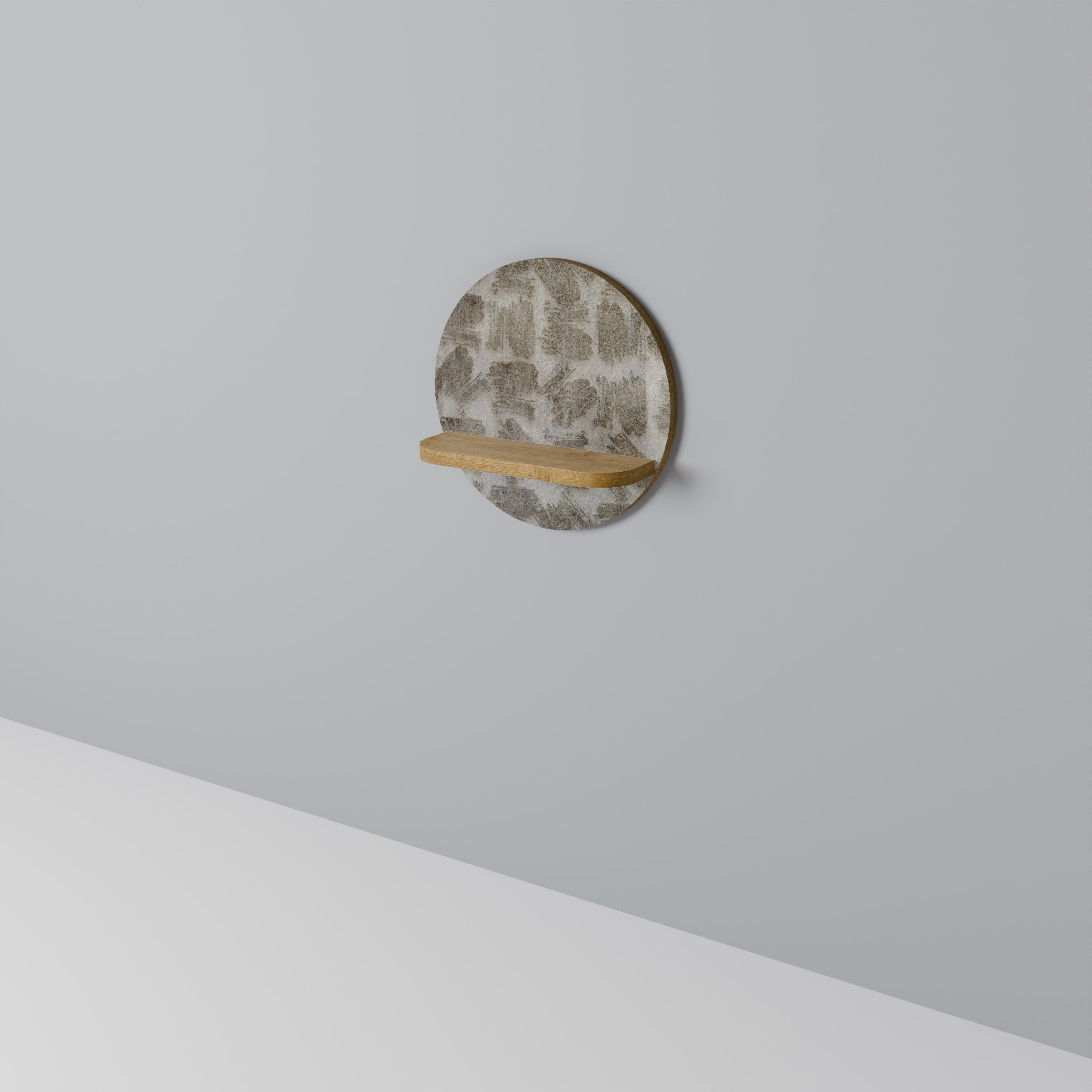 SLIGHTLY BLURRED Round Art Shelf In Oak Effect