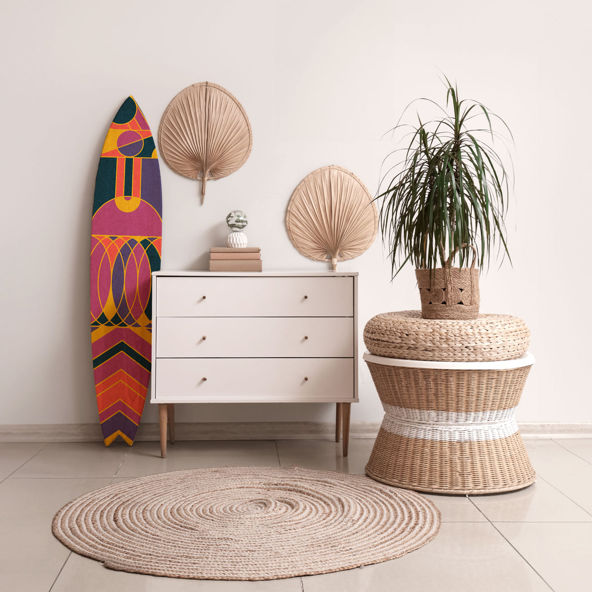 ELECTRIC PATTERNS Panel decorativo de tabla de surf