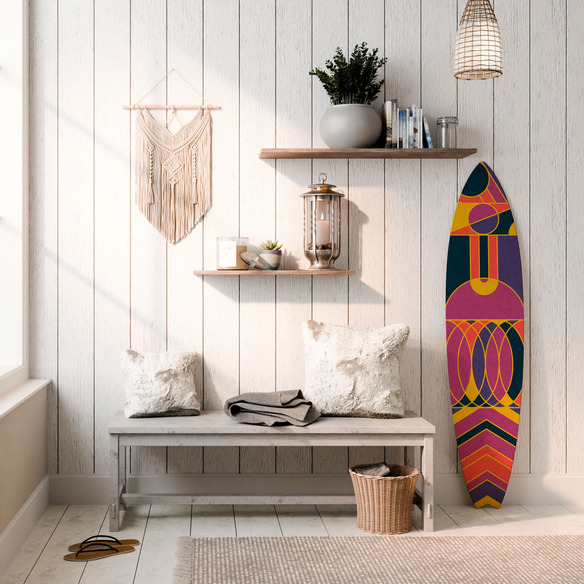 ELECTRIC PATTERNS Panel decorativo de tabla de surf