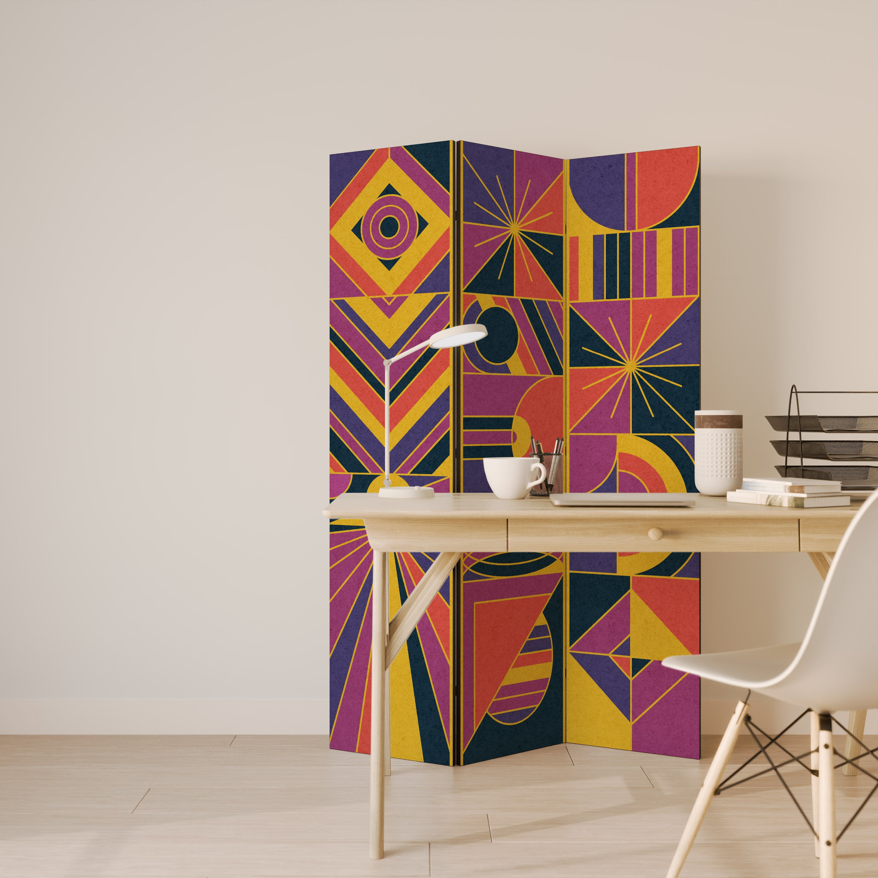 ELECTRIC PATTERNS Decorative 3-Panel Room Divider