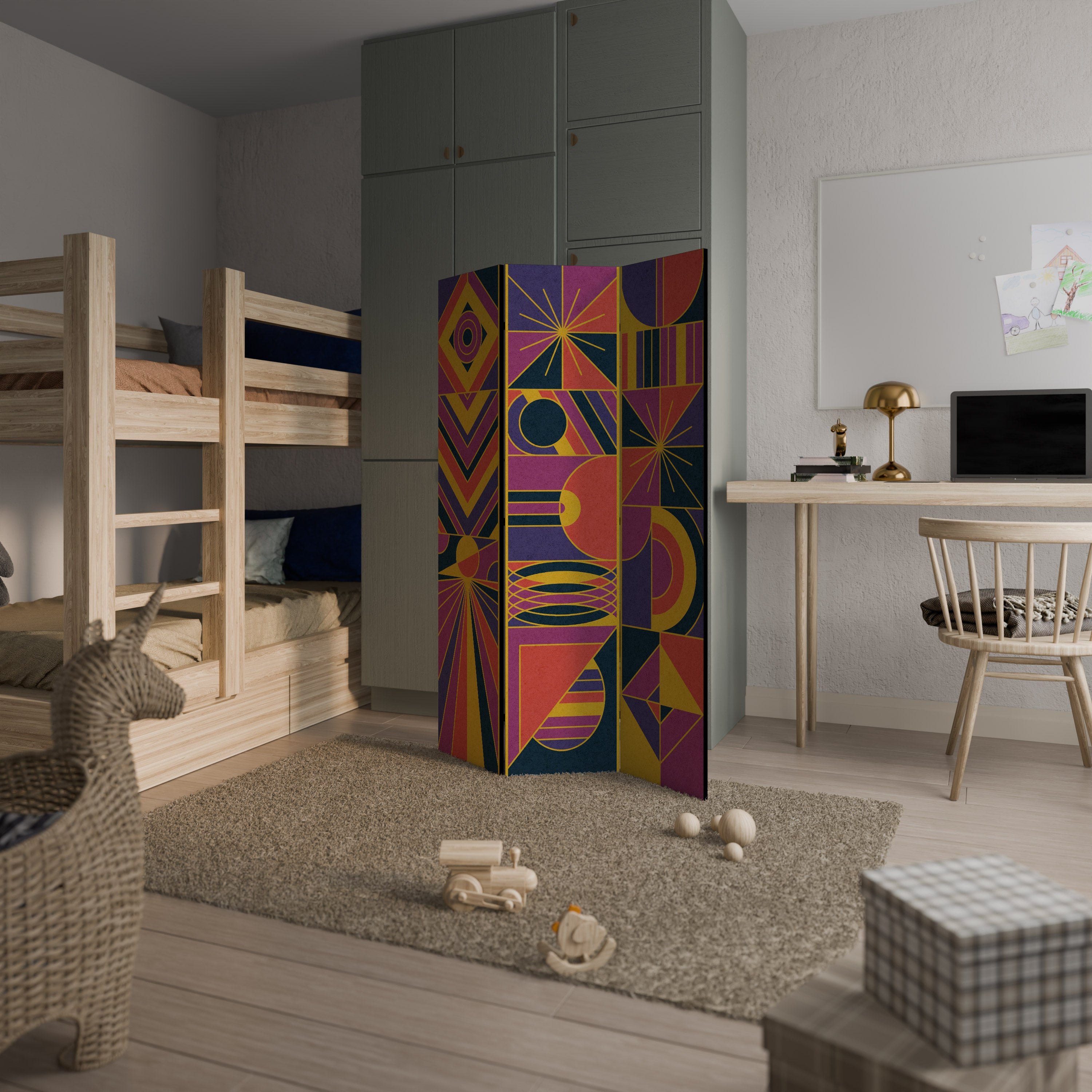 ELECTRIC PATTERNS Biombo de 3 paneles