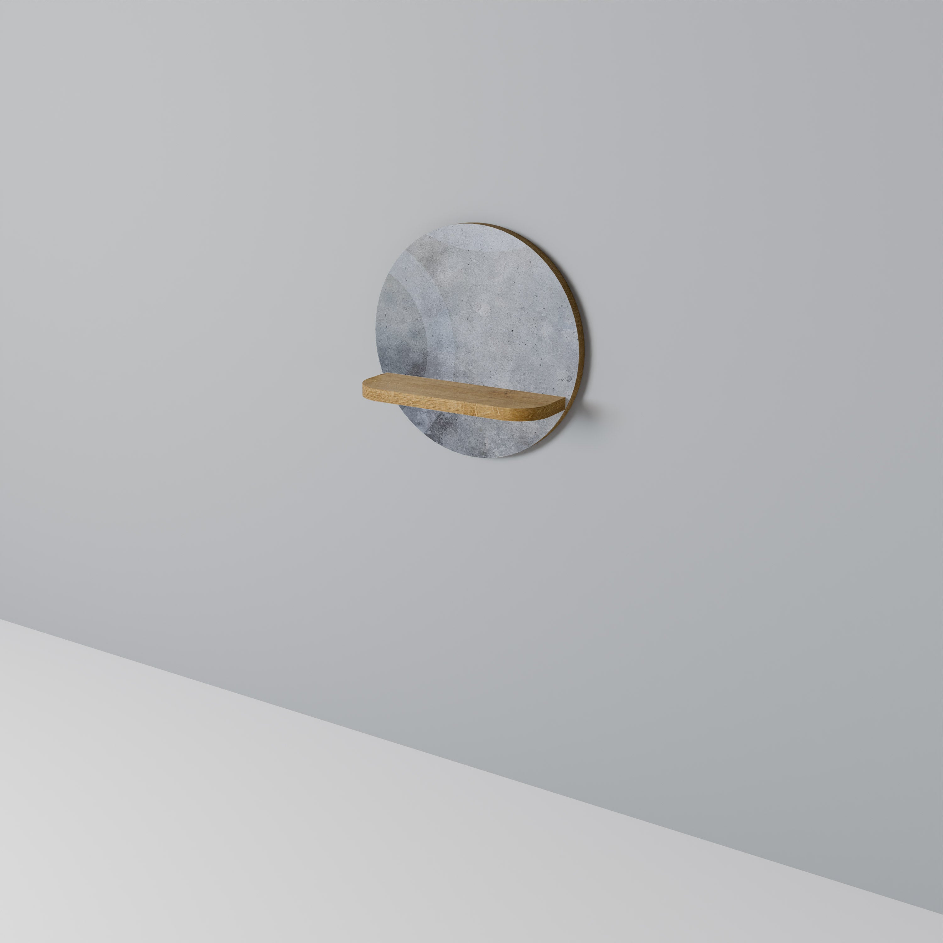 MUTED ARC Round Art Shelf In Oak Effect