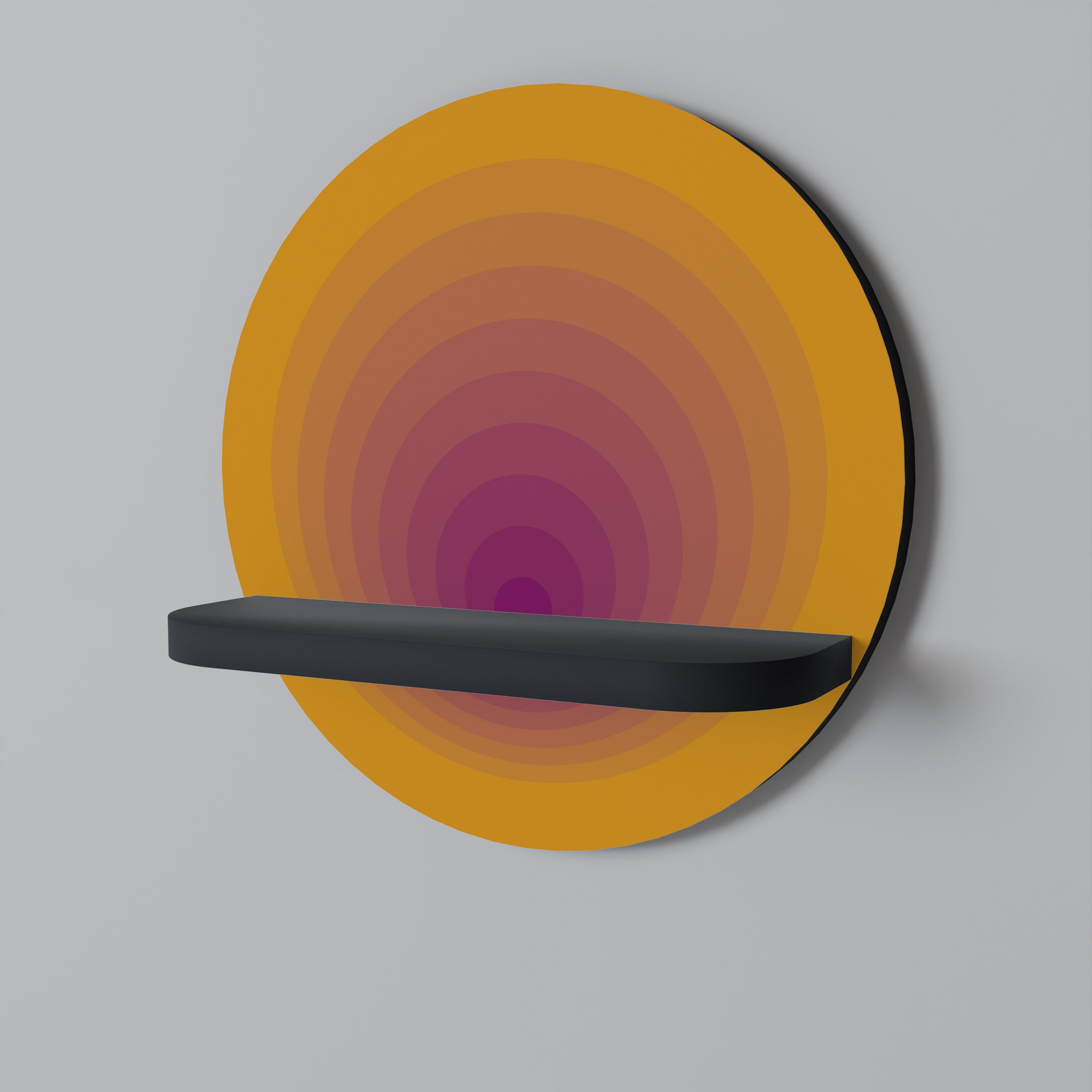 BLUSH GRADIENT Round Art Shelf In Black Finish