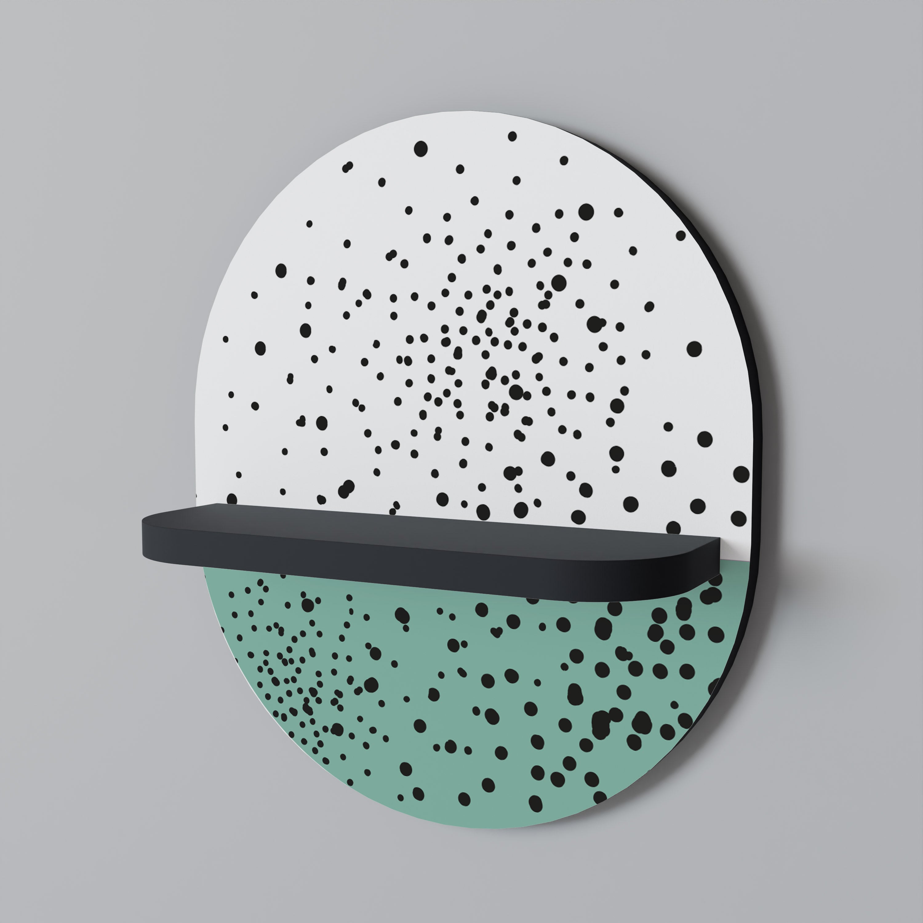 Estantería de arte ovalada DOTTED DELIGHTS con acabado negro