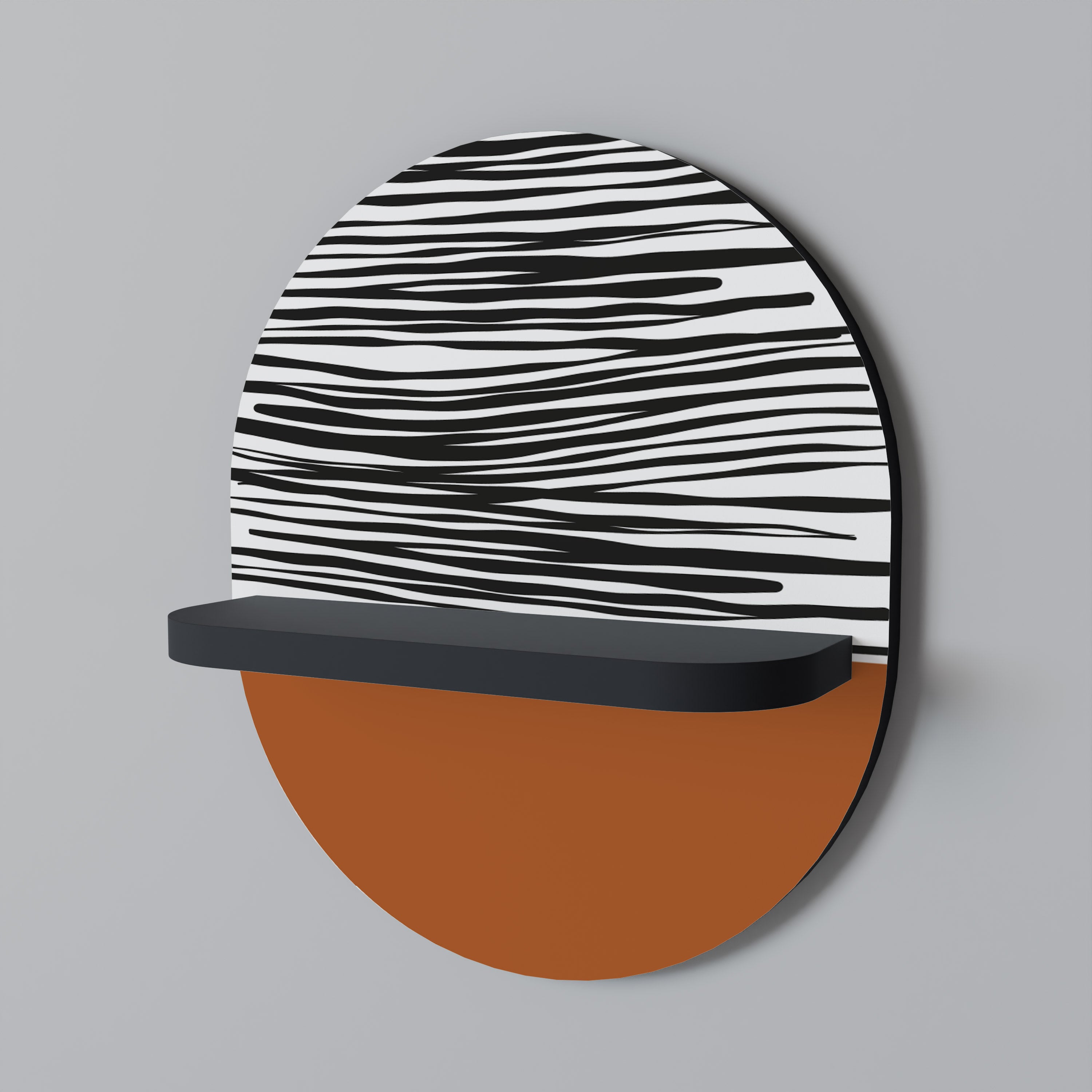 Estantería de arte ovalada RADIANT ZEBRA con acabado negro