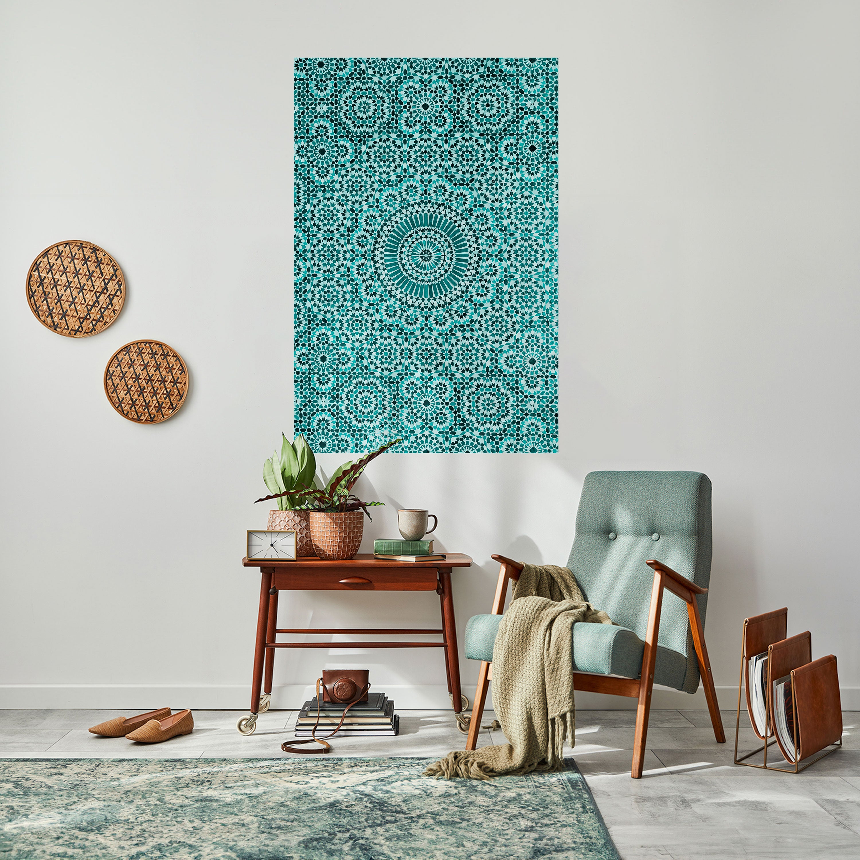 Póster vertical autoadhesivo color turquesa marroquí