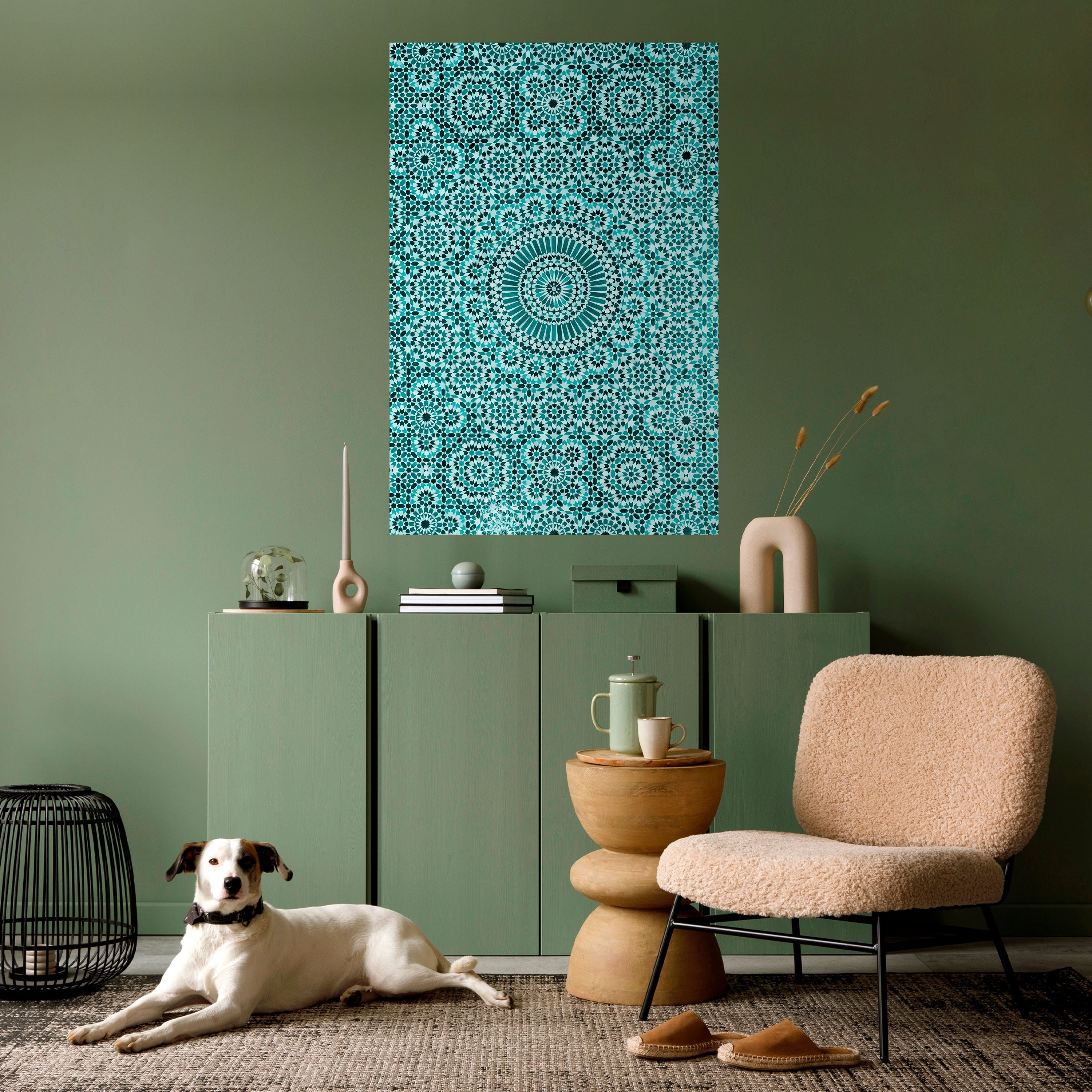Póster vertical autoadhesivo color turquesa marroquí
