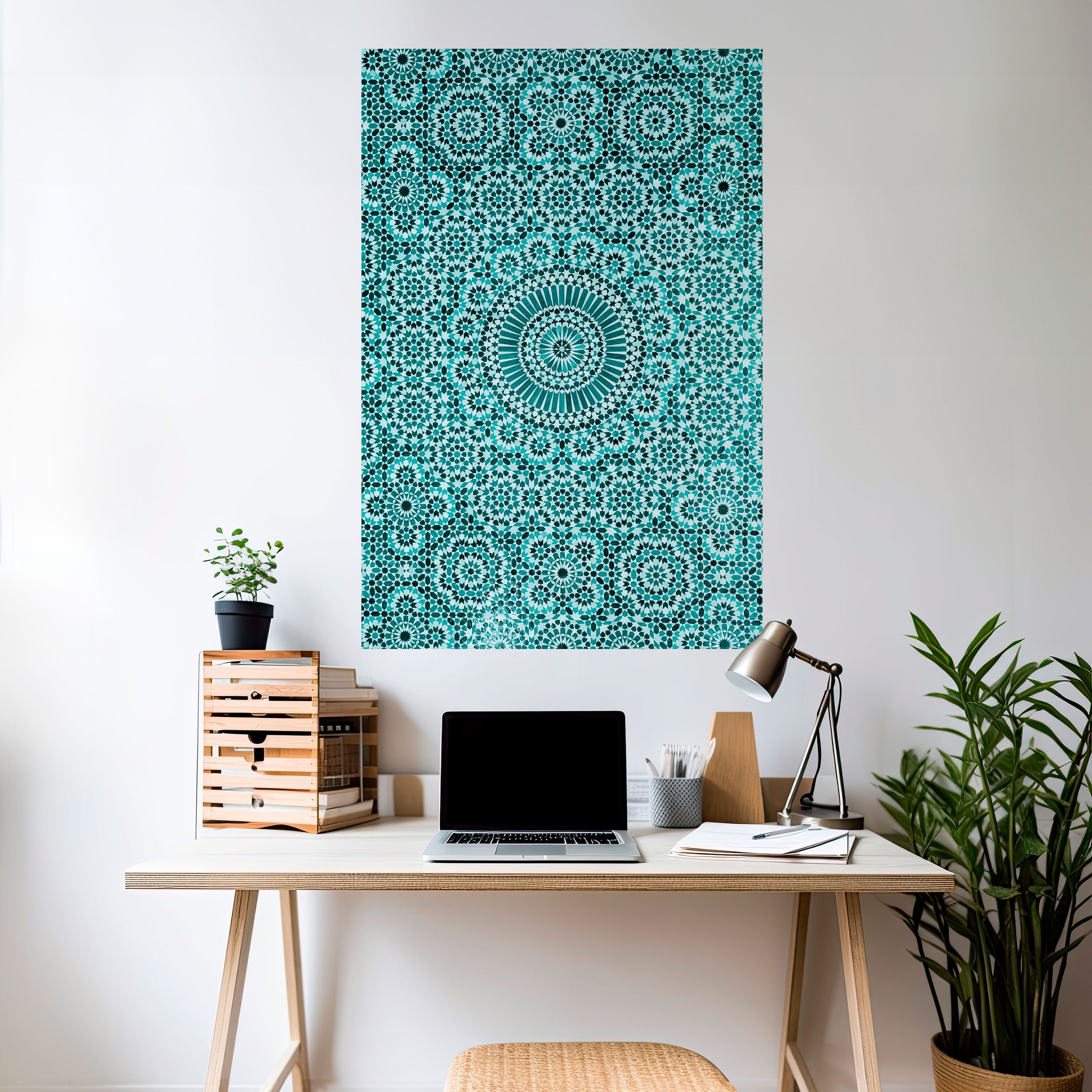 Póster vertical autoadhesivo color turquesa marroquí