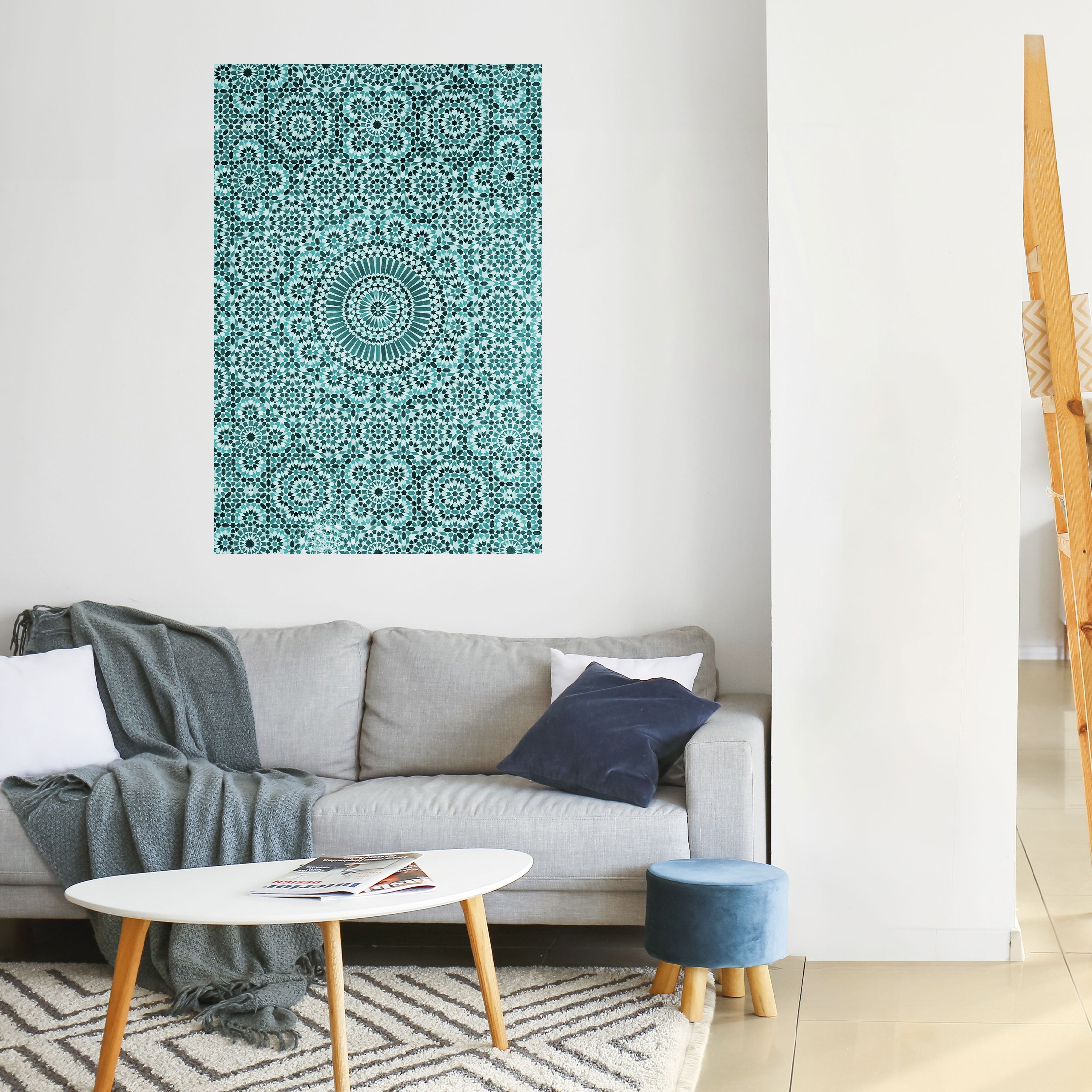 Póster vertical autoadhesivo color turquesa marroquí