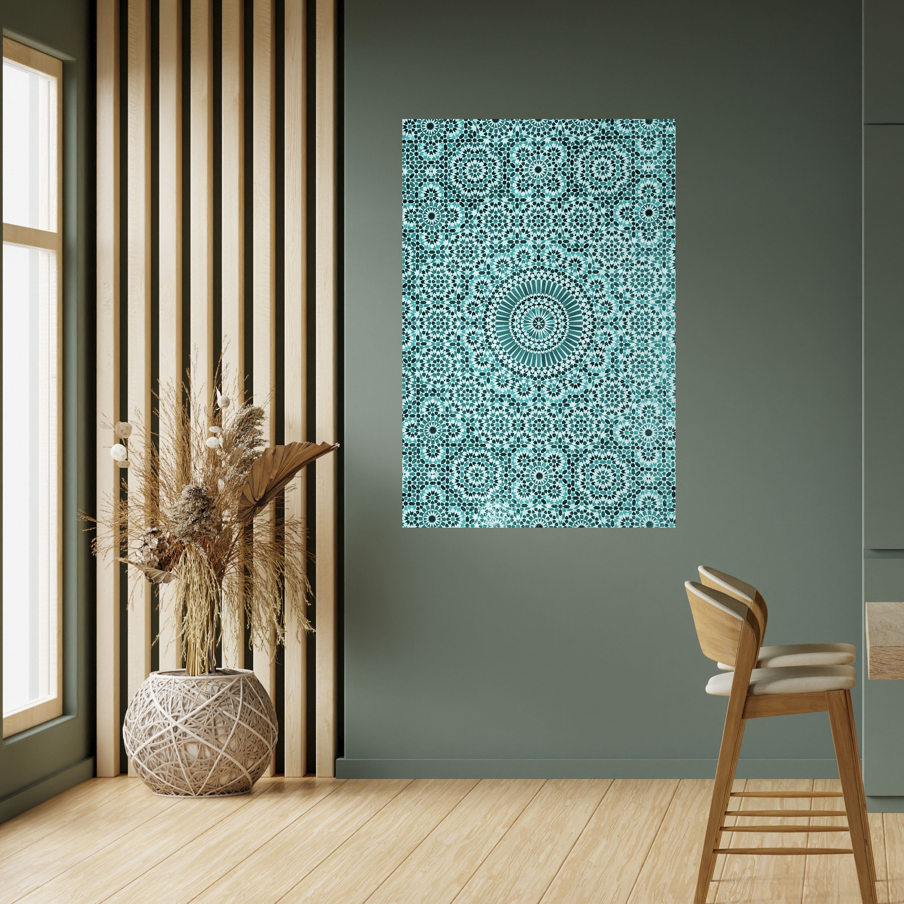 Póster vertical autoadhesivo color turquesa marroquí