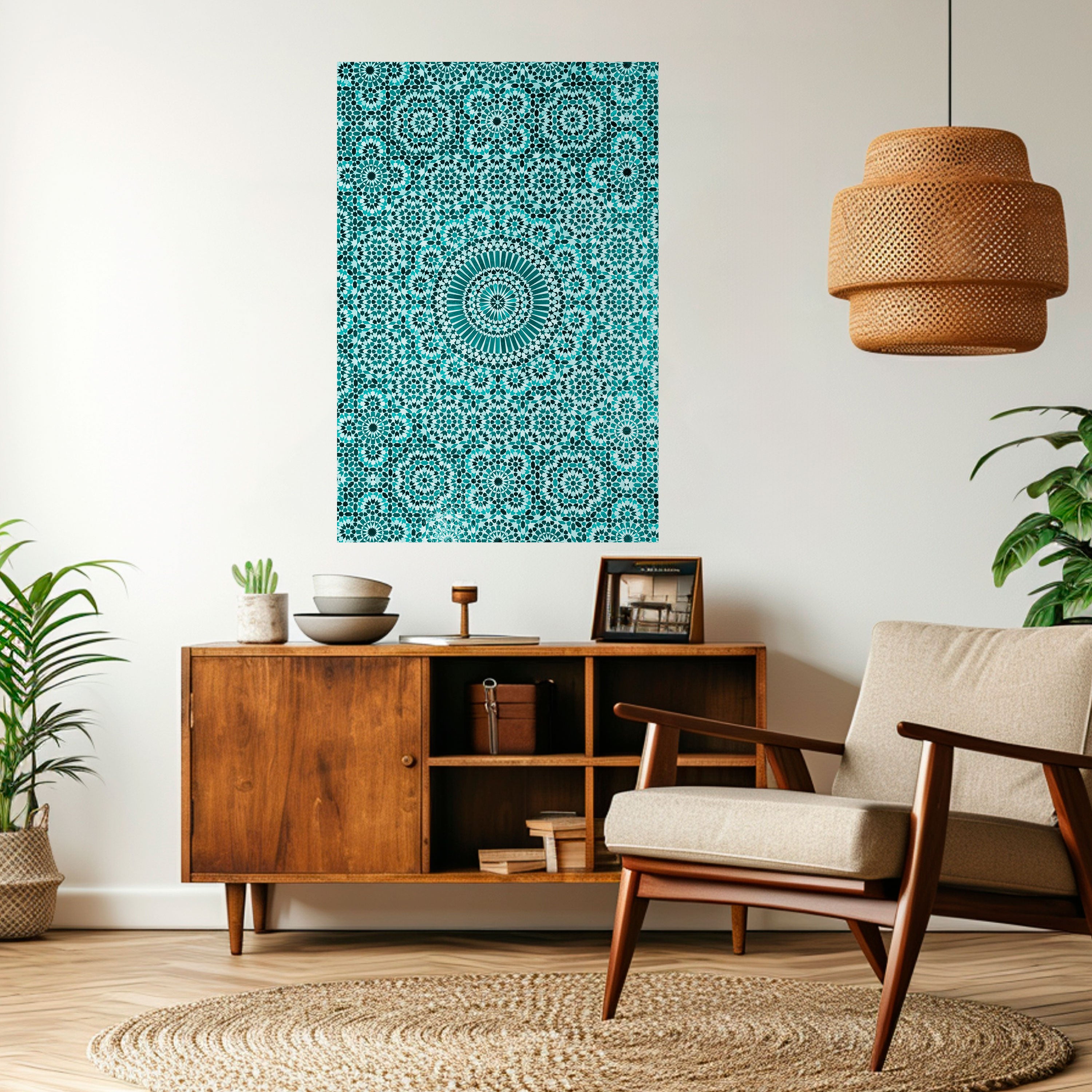Póster vertical autoadhesivo color turquesa marroquí