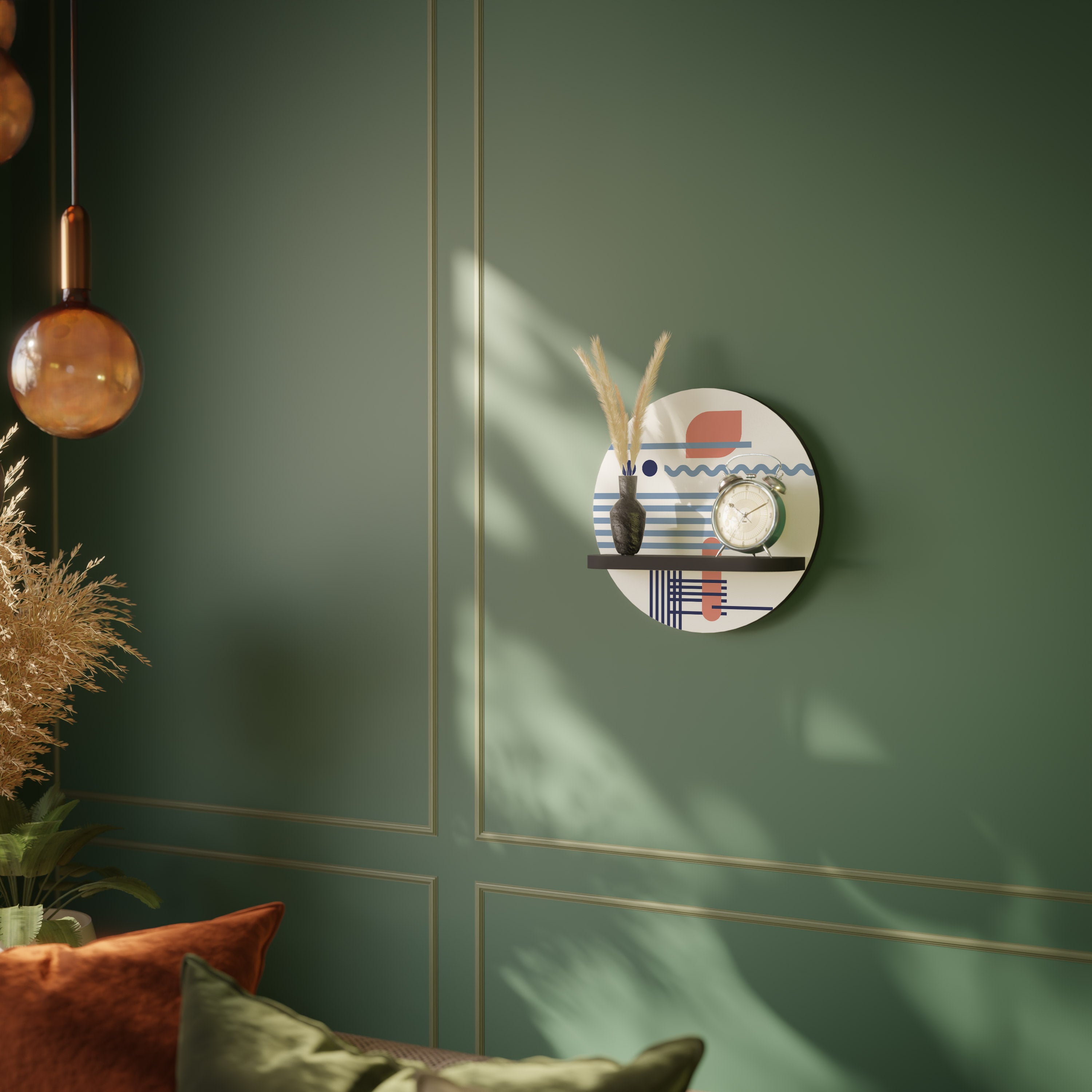 VIBRANT VERSE Round Art Shelf In Black Finish