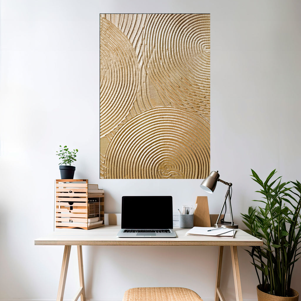 Póster vertical autoadhesivo "ONDAS DORADAS SE DESPLIEGA"