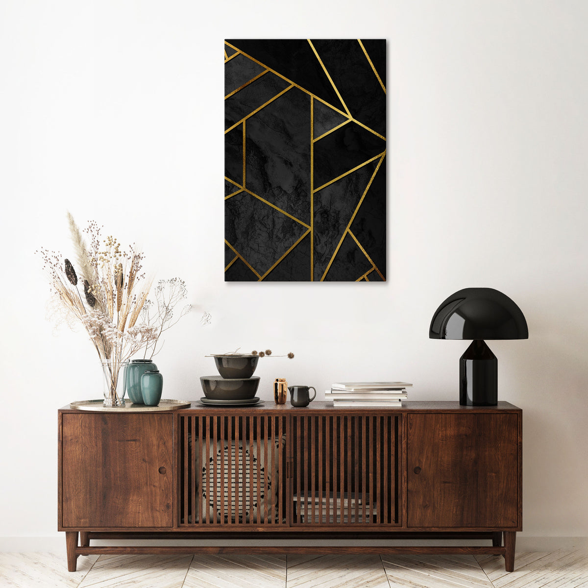 GLINTING GEOMETRIC DREAMS Cuadro en lienzo vertical