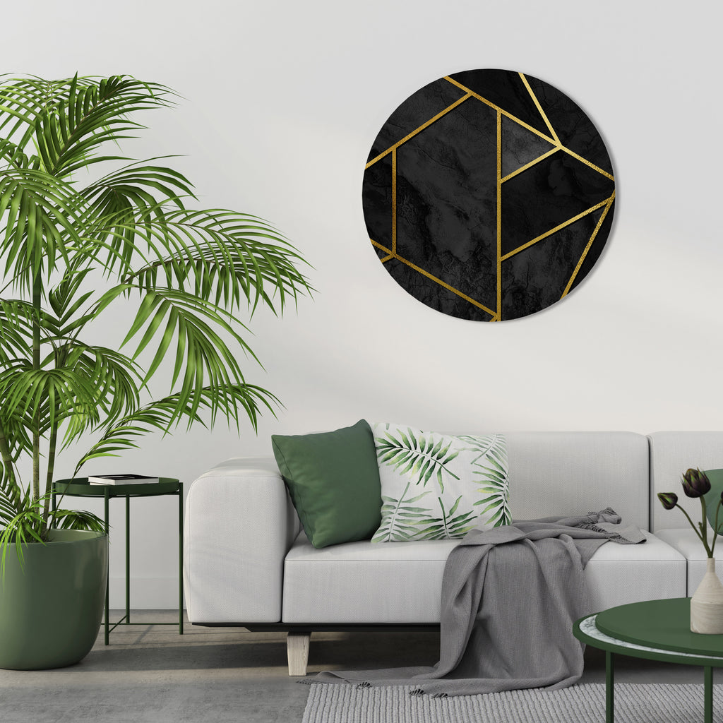 GLINTING GEOMETRIC DREAMS Round Wall Art