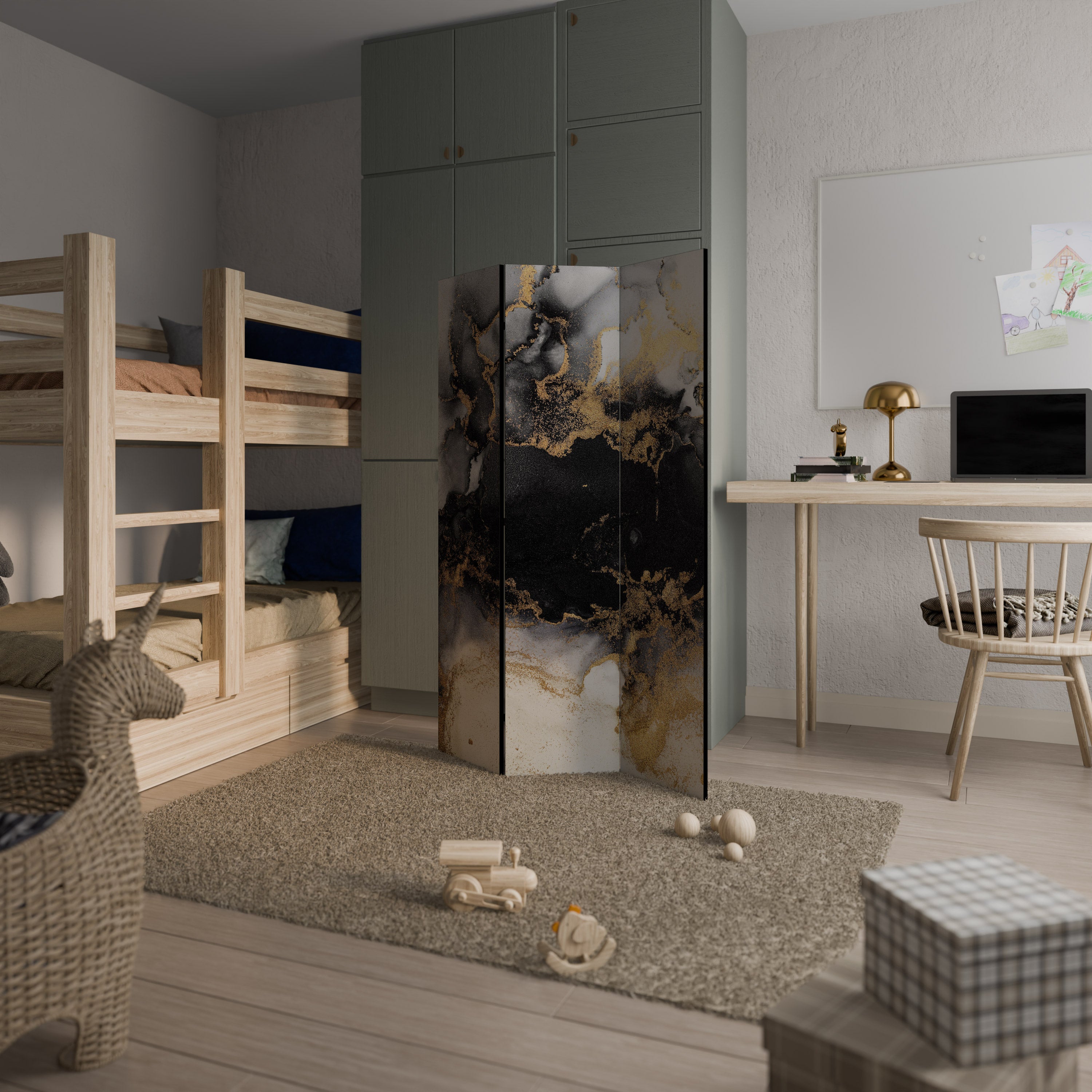 MARBLE OF TOMMORROW Biombo de 3 paneles