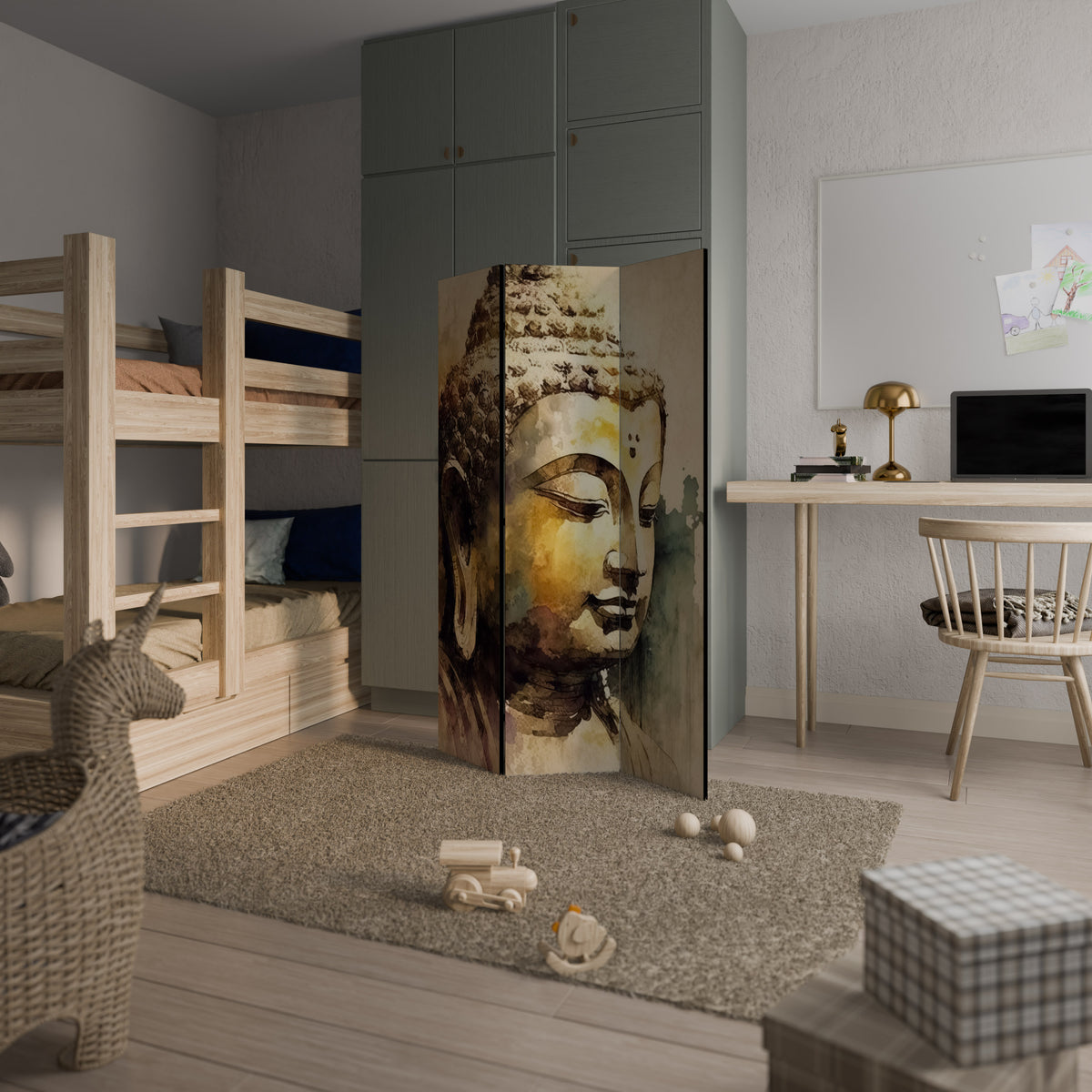 TRANQUIL BUDDHA WHISPERS Biombo de 3 paneles
