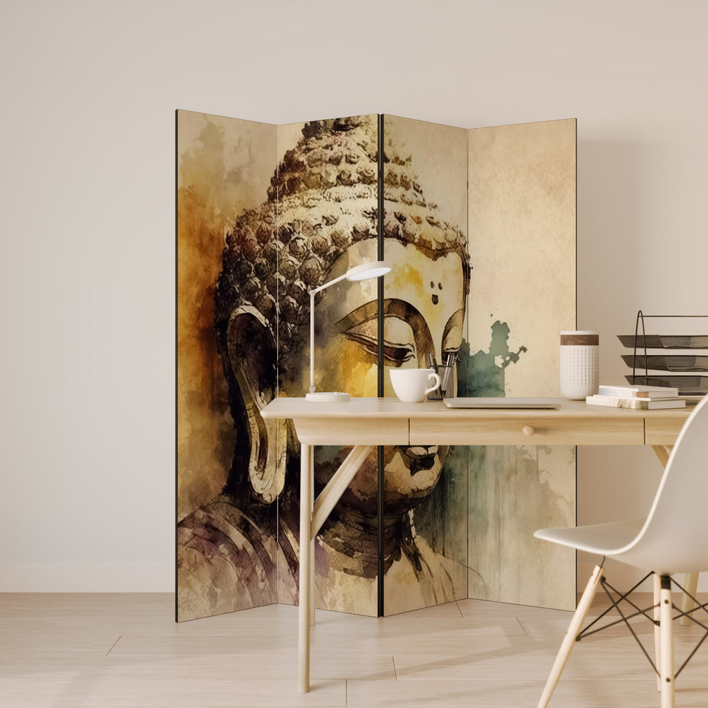 TRANQUIL BUDDHA WHISPERS Decorative 4-Panel Room Divider