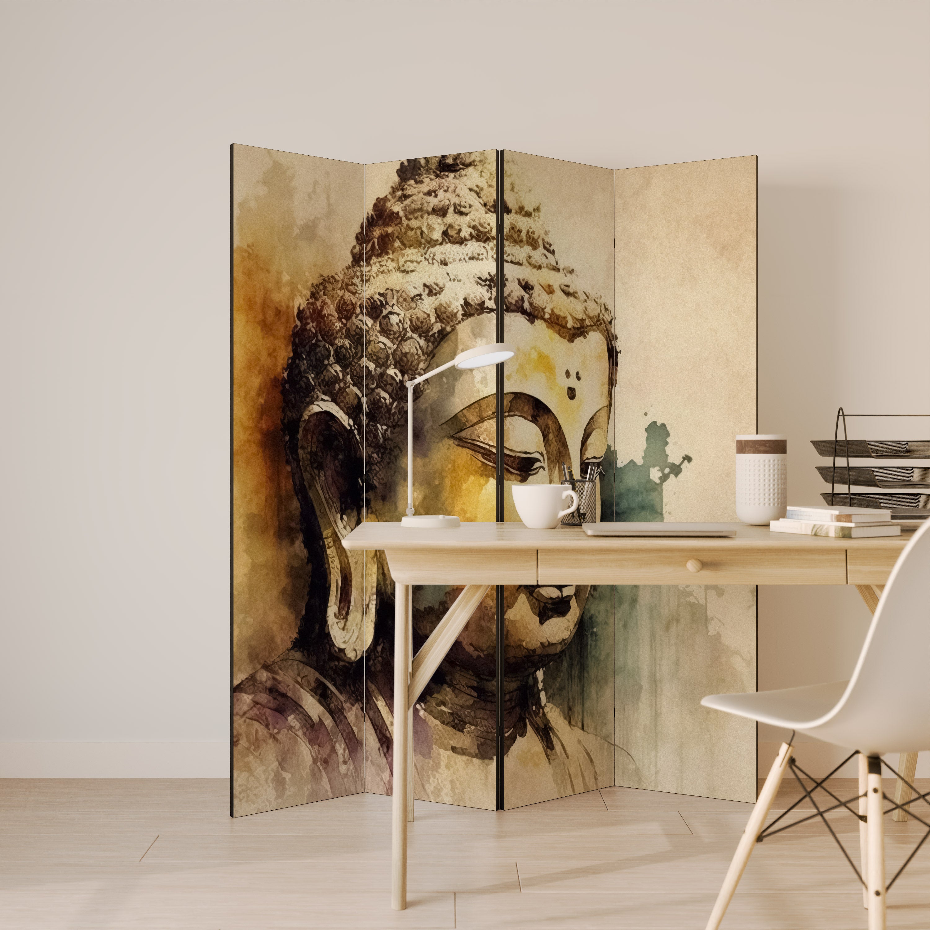 Biombo decorativo de 4 paneles "Susurros de Buda TRANQUILOS"