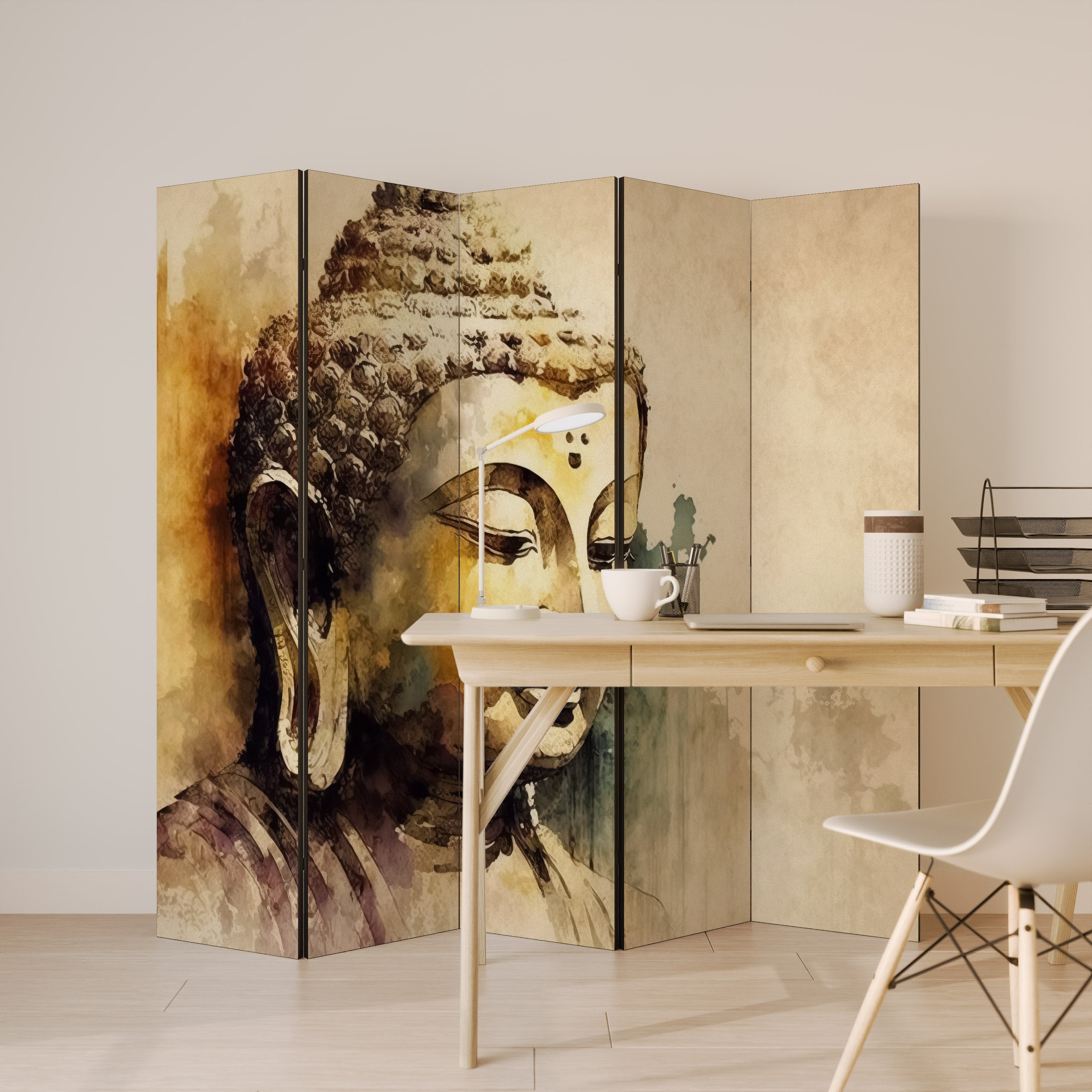 Biombo decorativo de 5 paneles "Susurros de Buda TRANQUILOS"