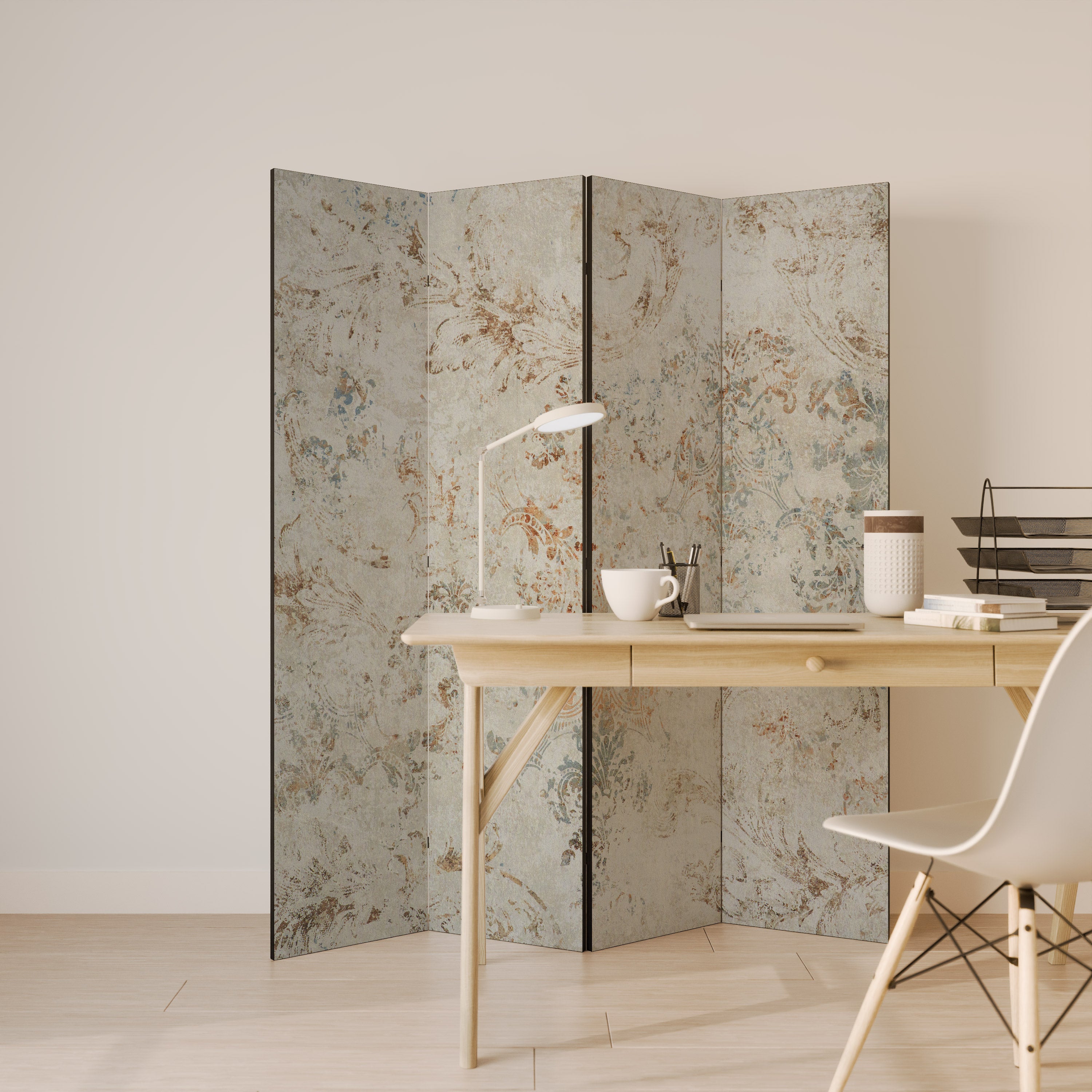 Biombo decorativo de 4 paneles FADED ELEGANCE