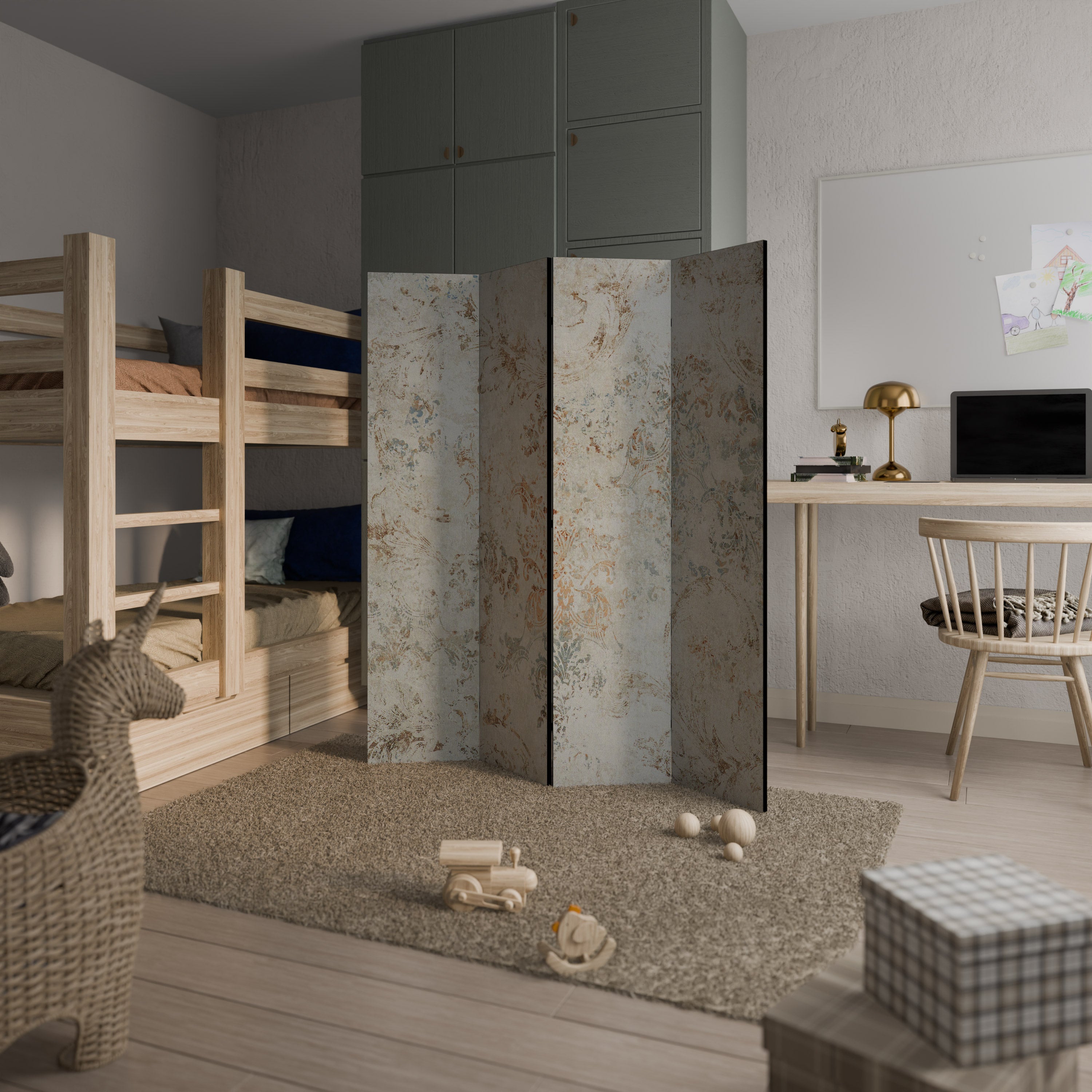 Biombo decorativo de 4 paneles FADED ELEGANCE