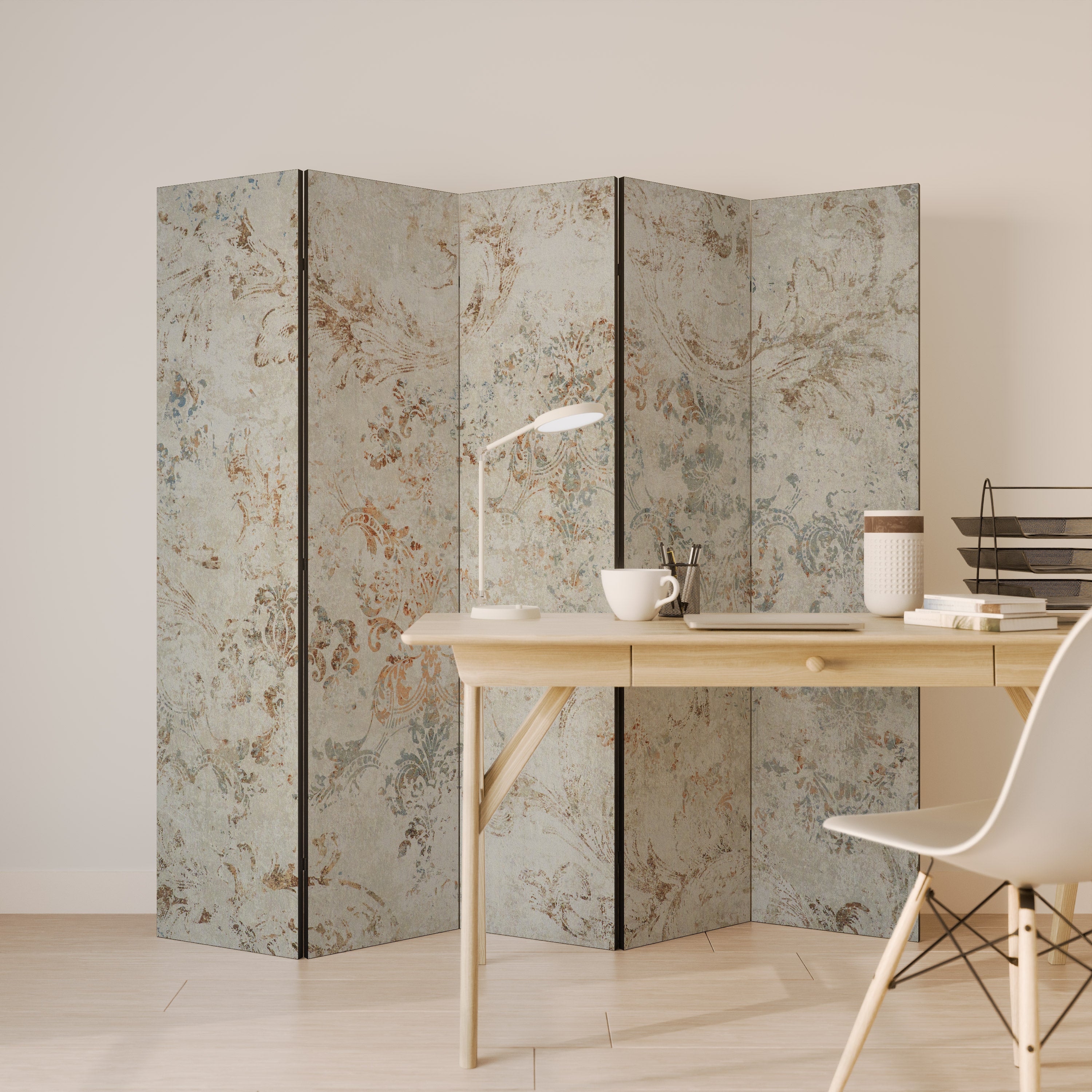 Biombo decorativo de 5 paneles FADED ELEGANCE