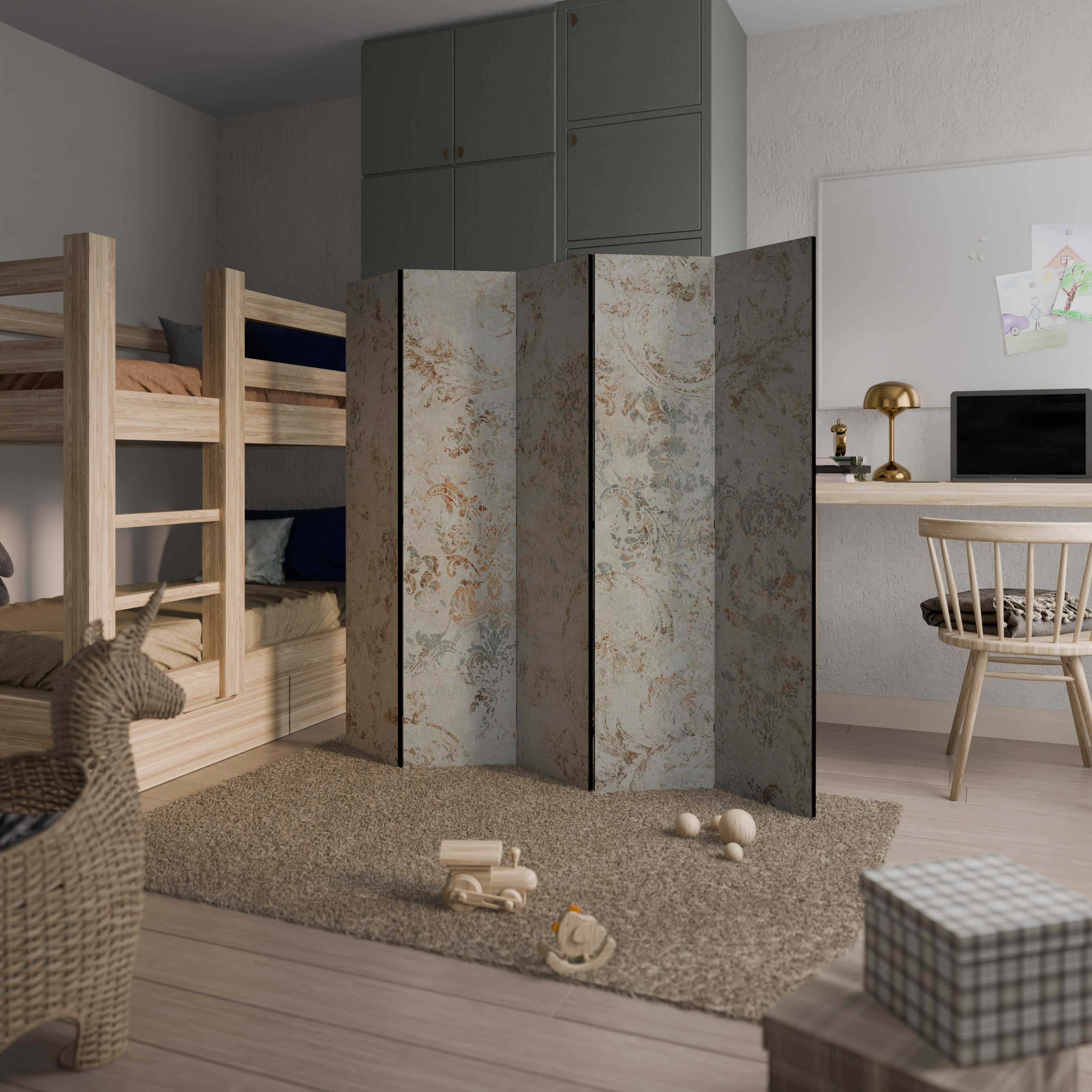 Biombo decorativo de 5 paneles FADED ELEGANCE