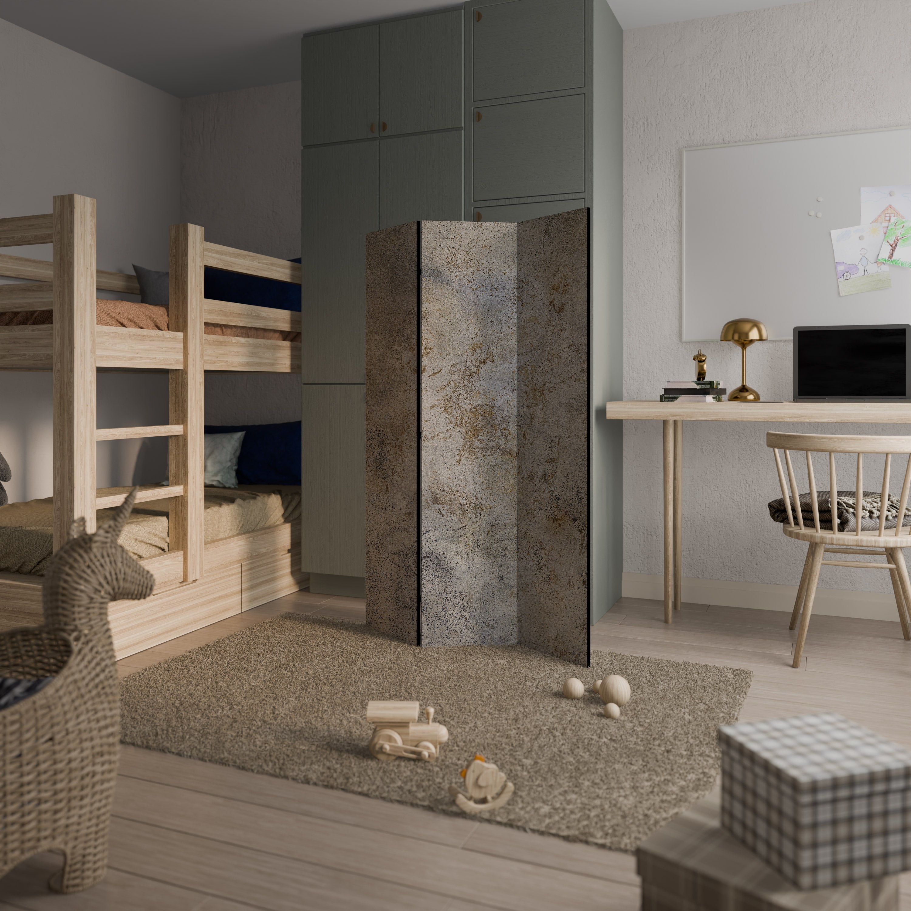 ABSTRACT EARTH CANVAS Biombo de 3 paneles