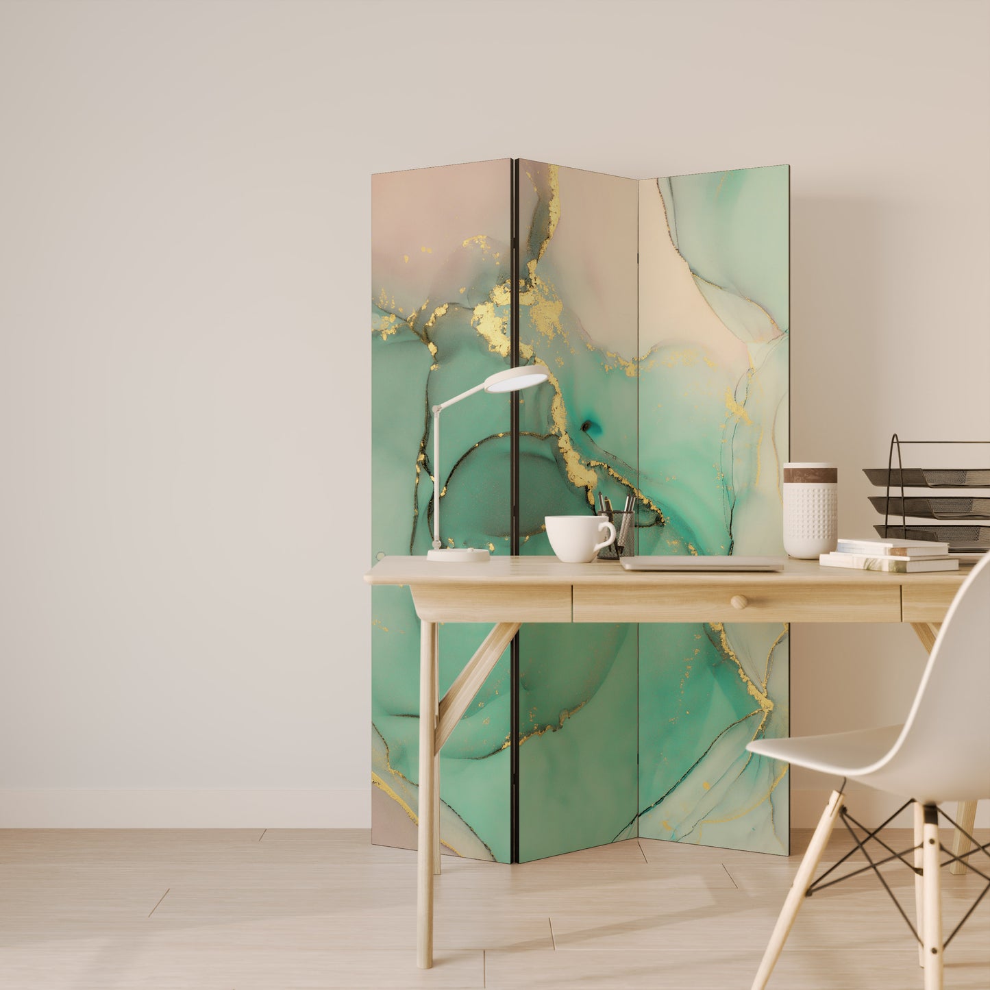 MARBLEIZED MYSTIQUE Biombo de 3 paneles
