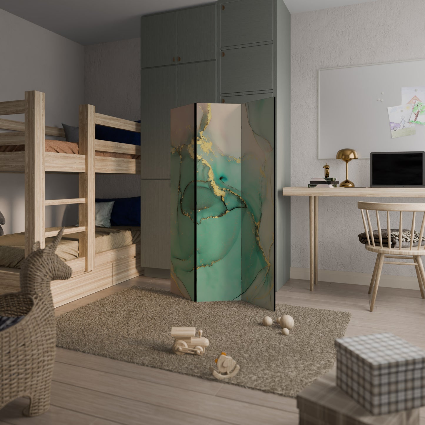 MARBLEIZED MYSTIQUE Biombo de 3 paneles