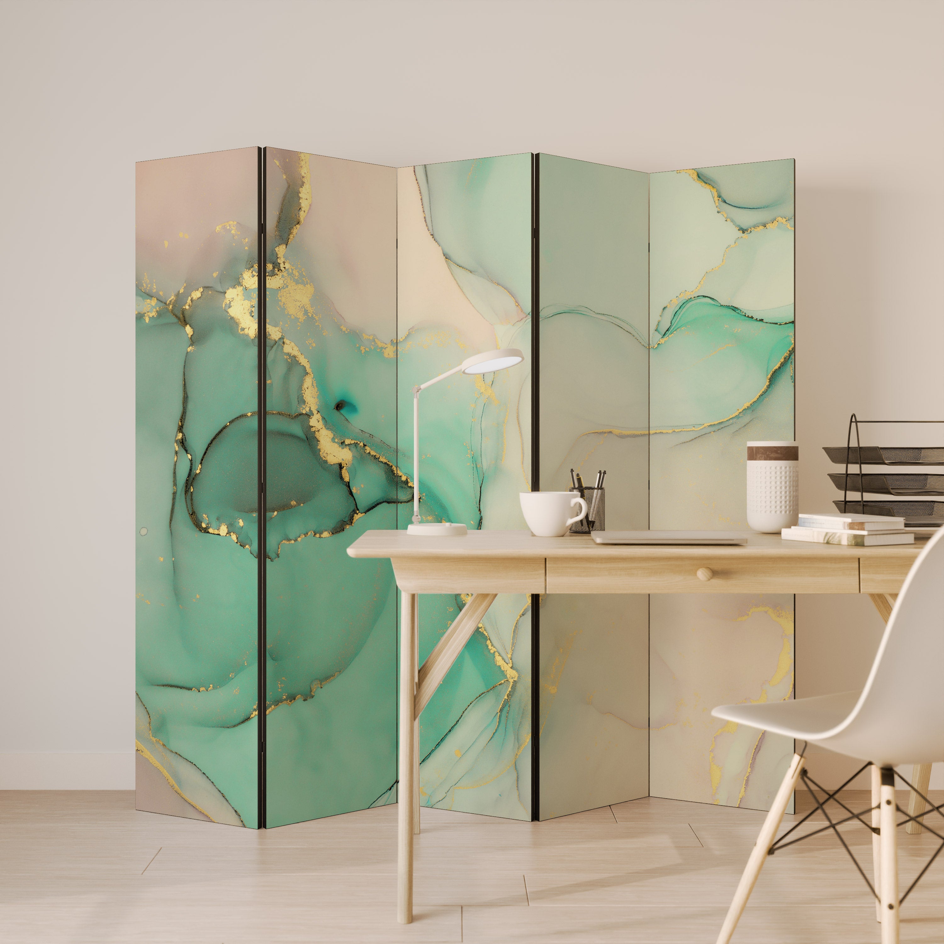 Biombo decorativo de 5 paneles MÍSTICA MARMOLADA